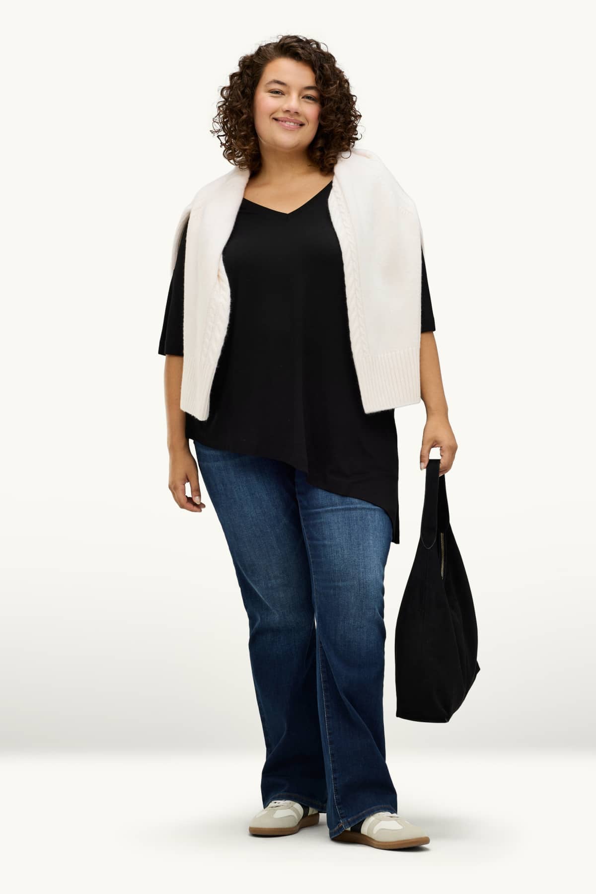 V-neck T-shirt - relaxed fit - black