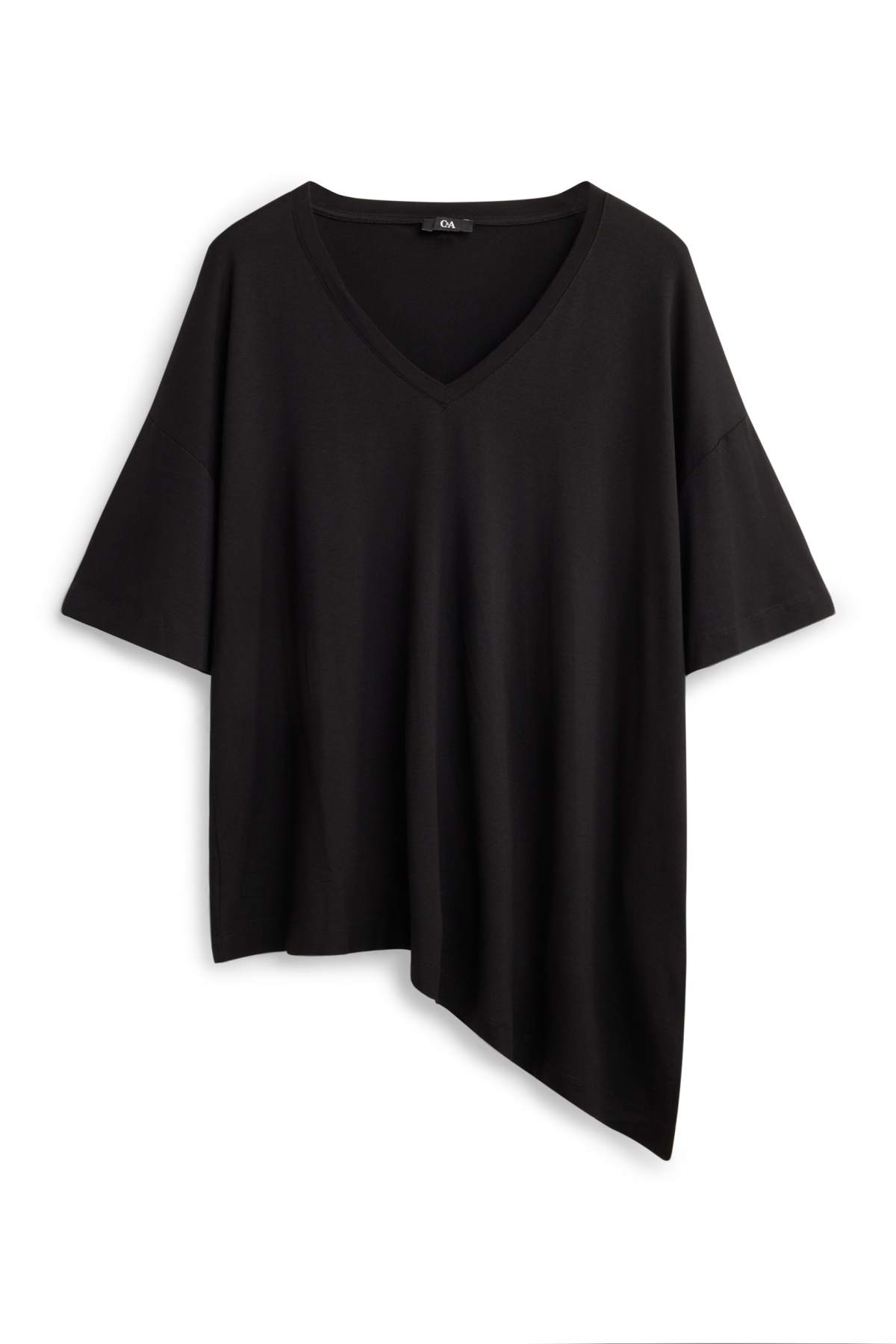 V-neck T-shirt - relaxed fit - black