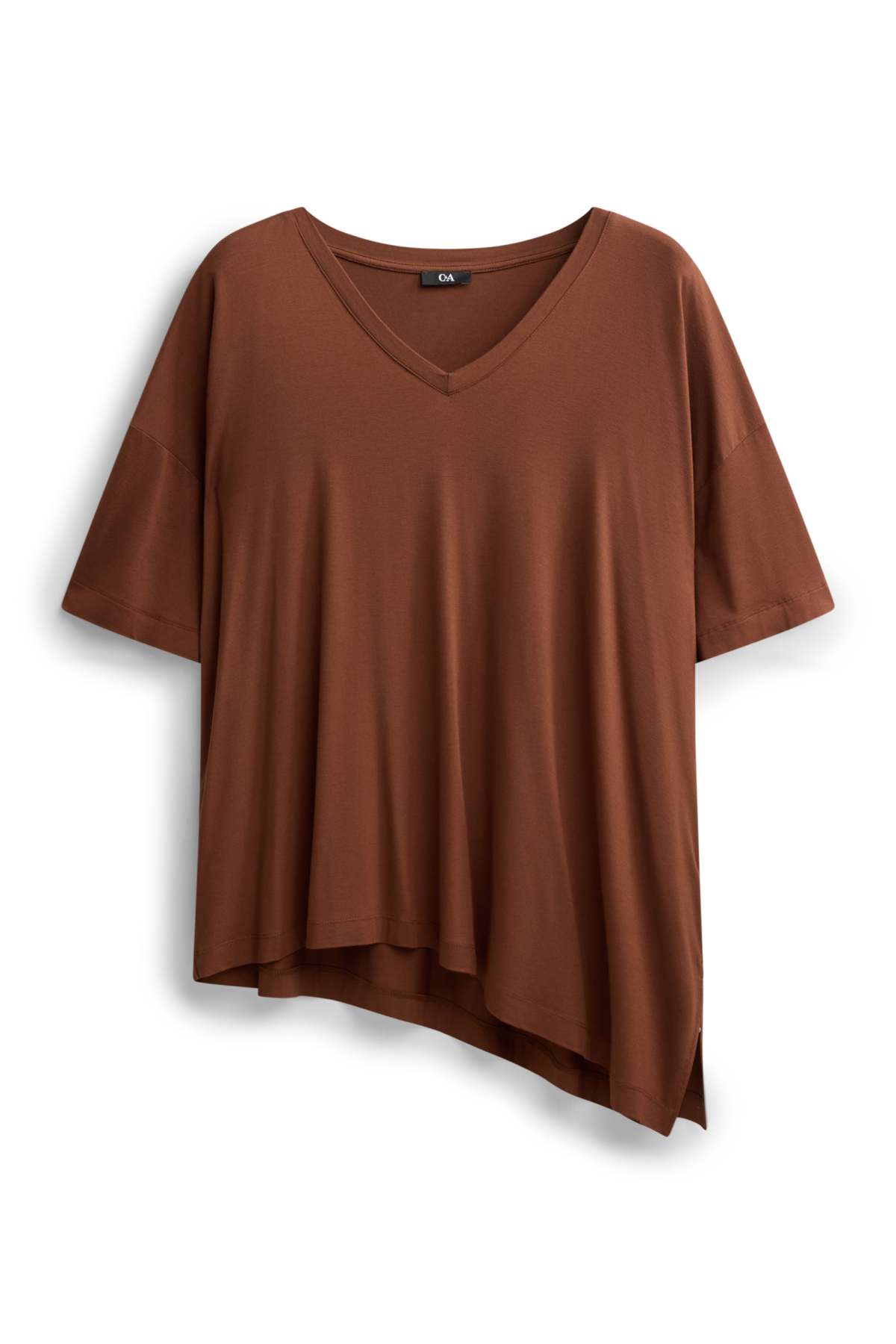 V-neck T-shirt - relaxed fit - rust