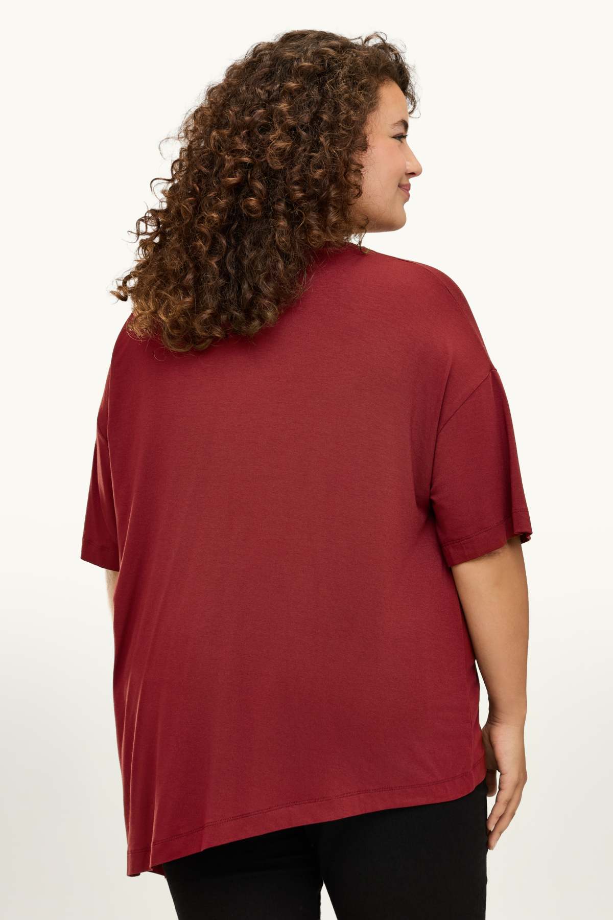 V-neck T-shirt - relaxed fit - dark red