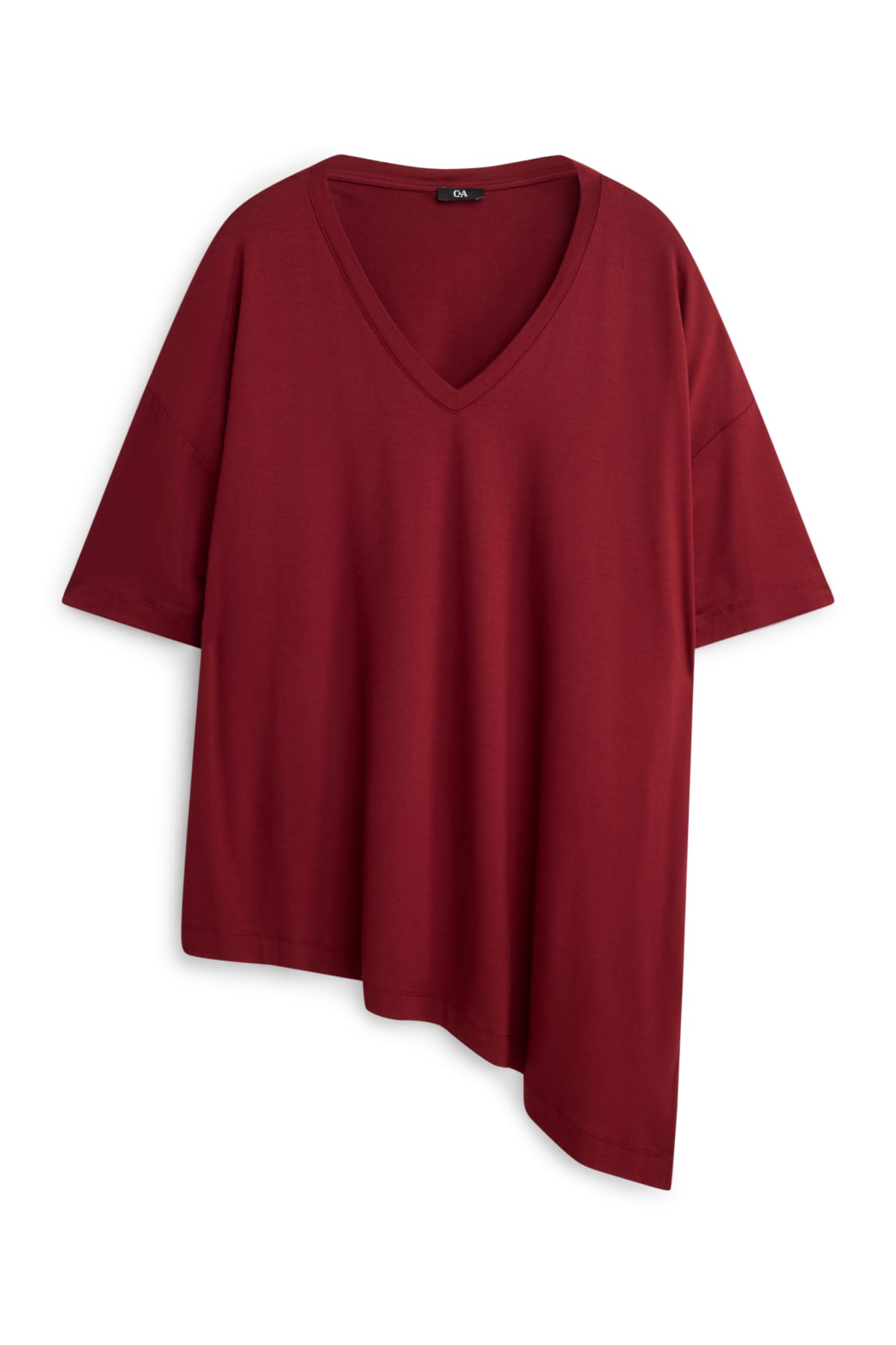 V-neck T-shirt - relaxed fit - dark red