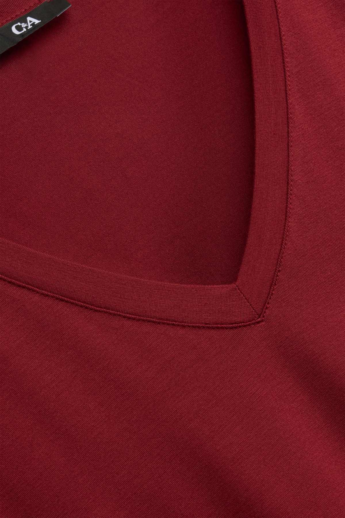V-neck T-shirt - relaxed fit - dark red