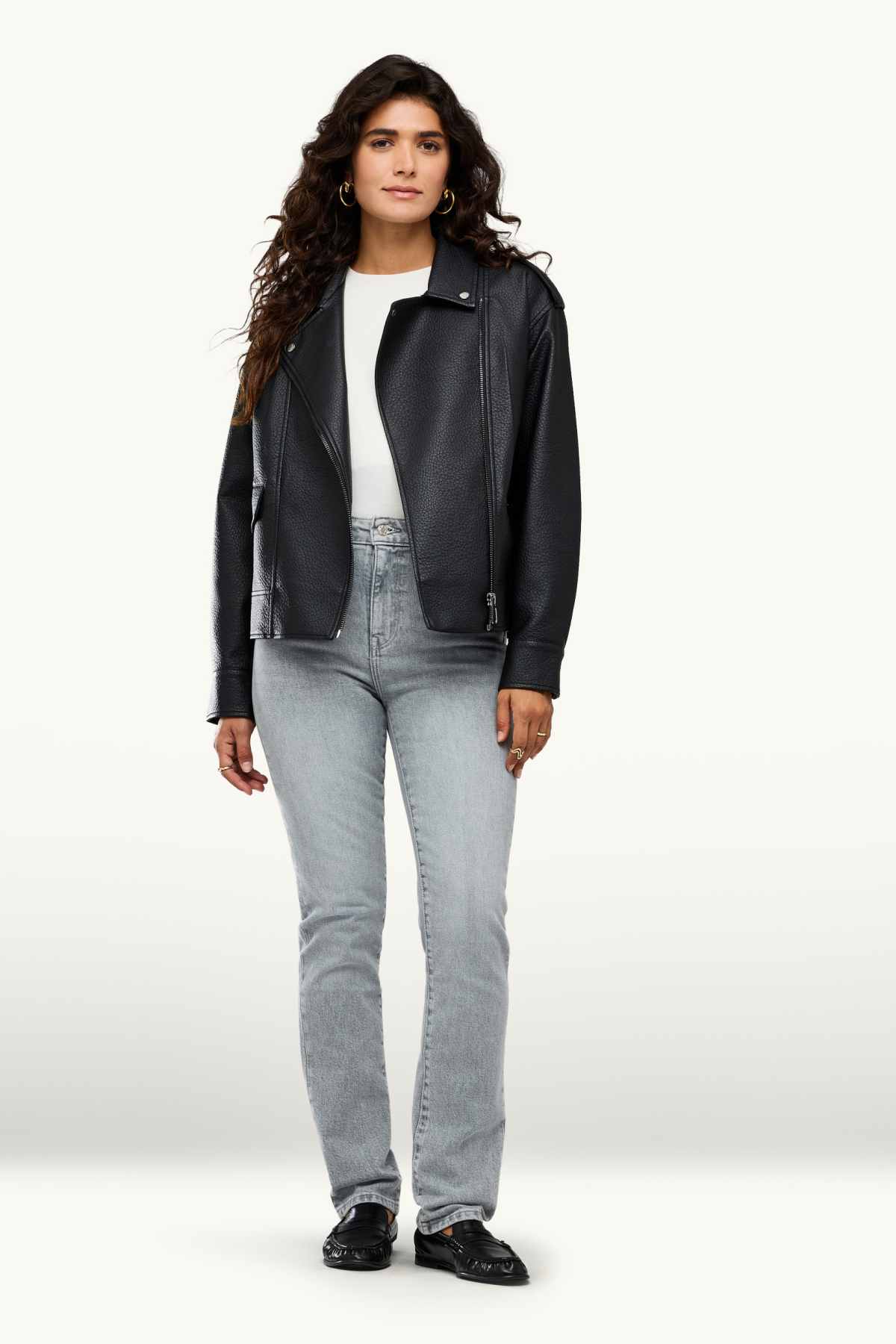 Straight jeans - high waist - light gray