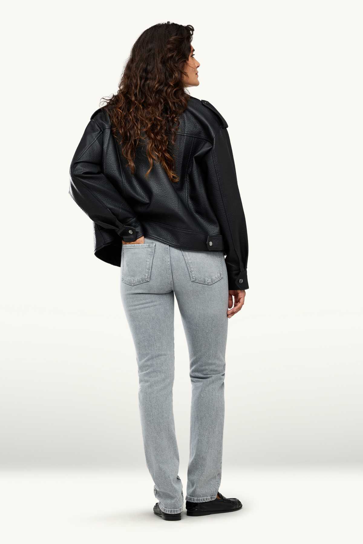 Straight jeans - high waist - light gray