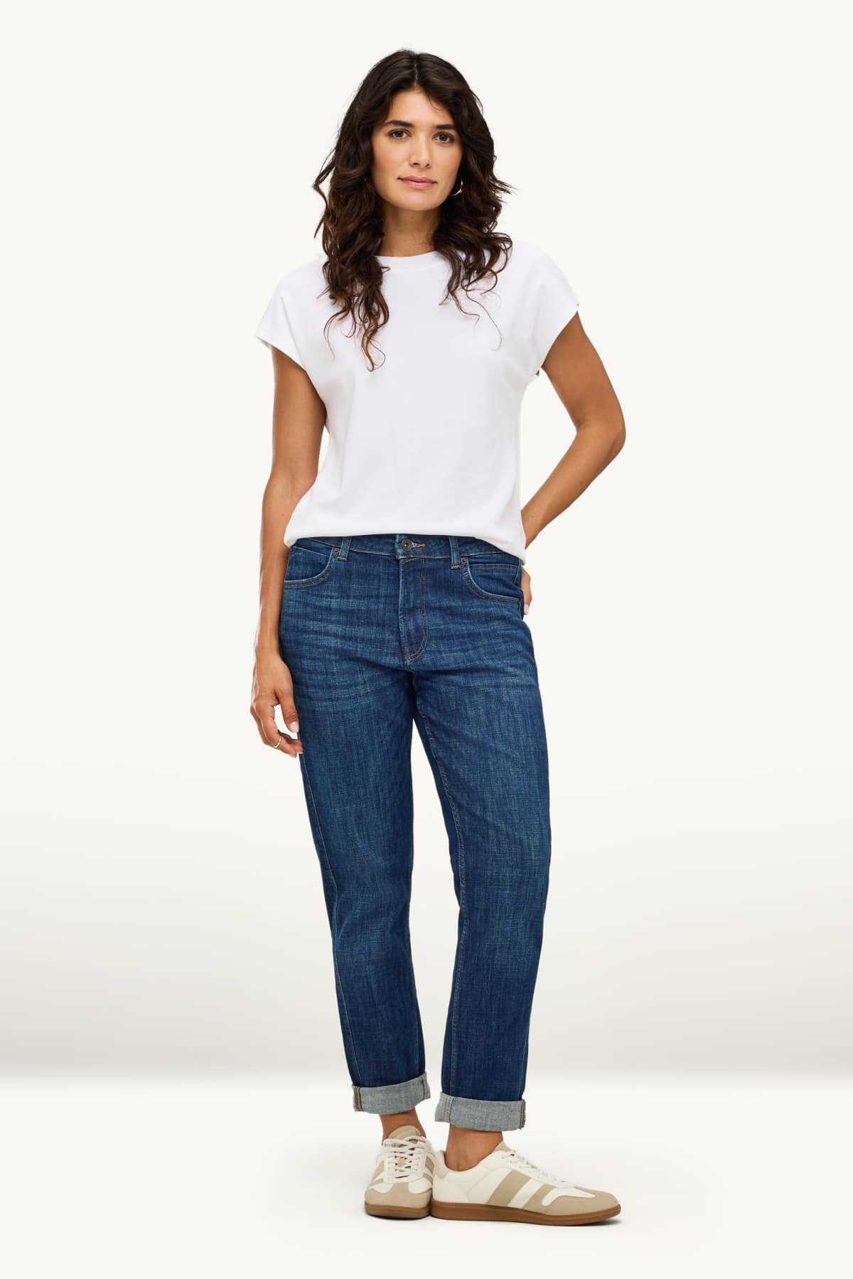 Boyfriend jeans - mid-rise waist - blue denim