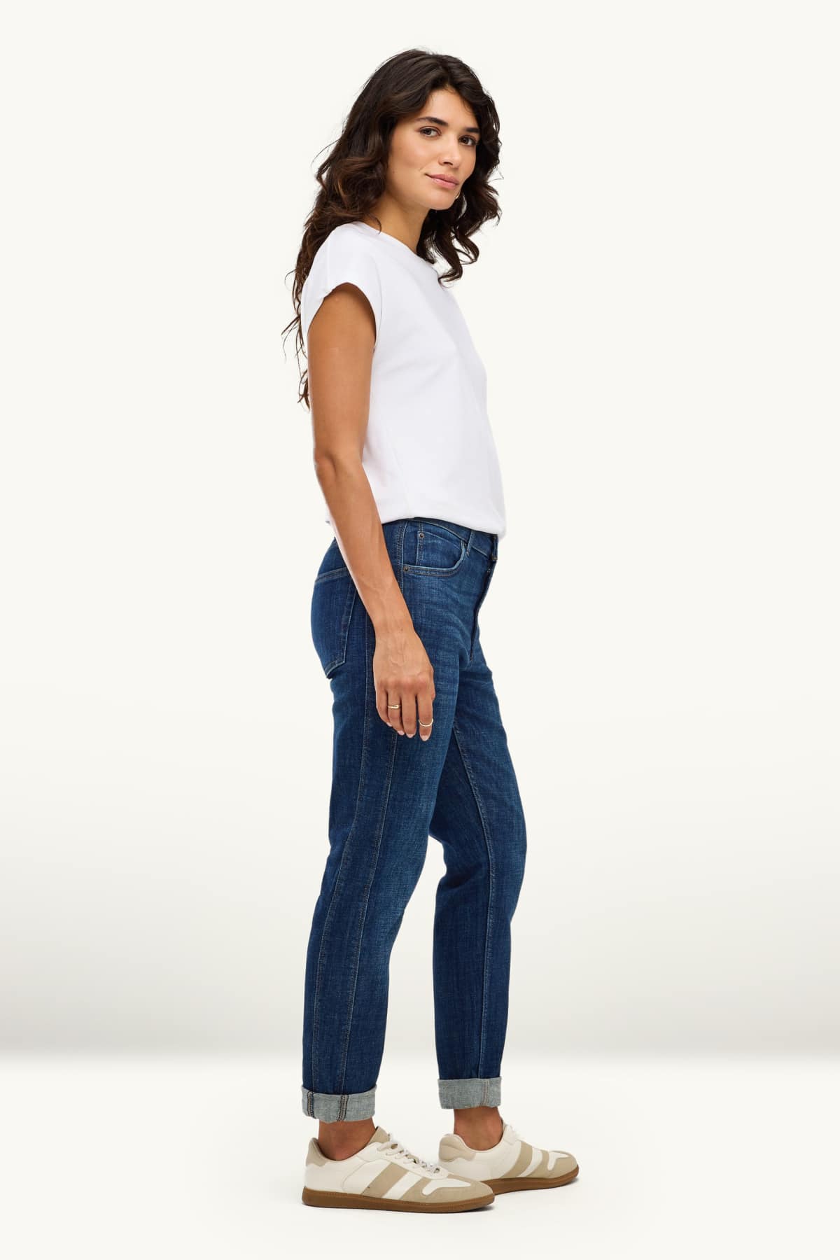 Boyfriend jeans - mid-rise waist - blue denim