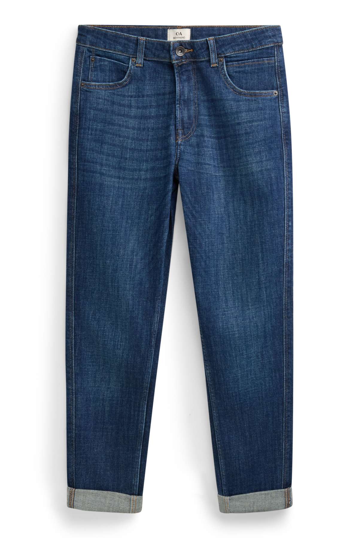 Boyfriend jeans - mid-rise waist - blue denim