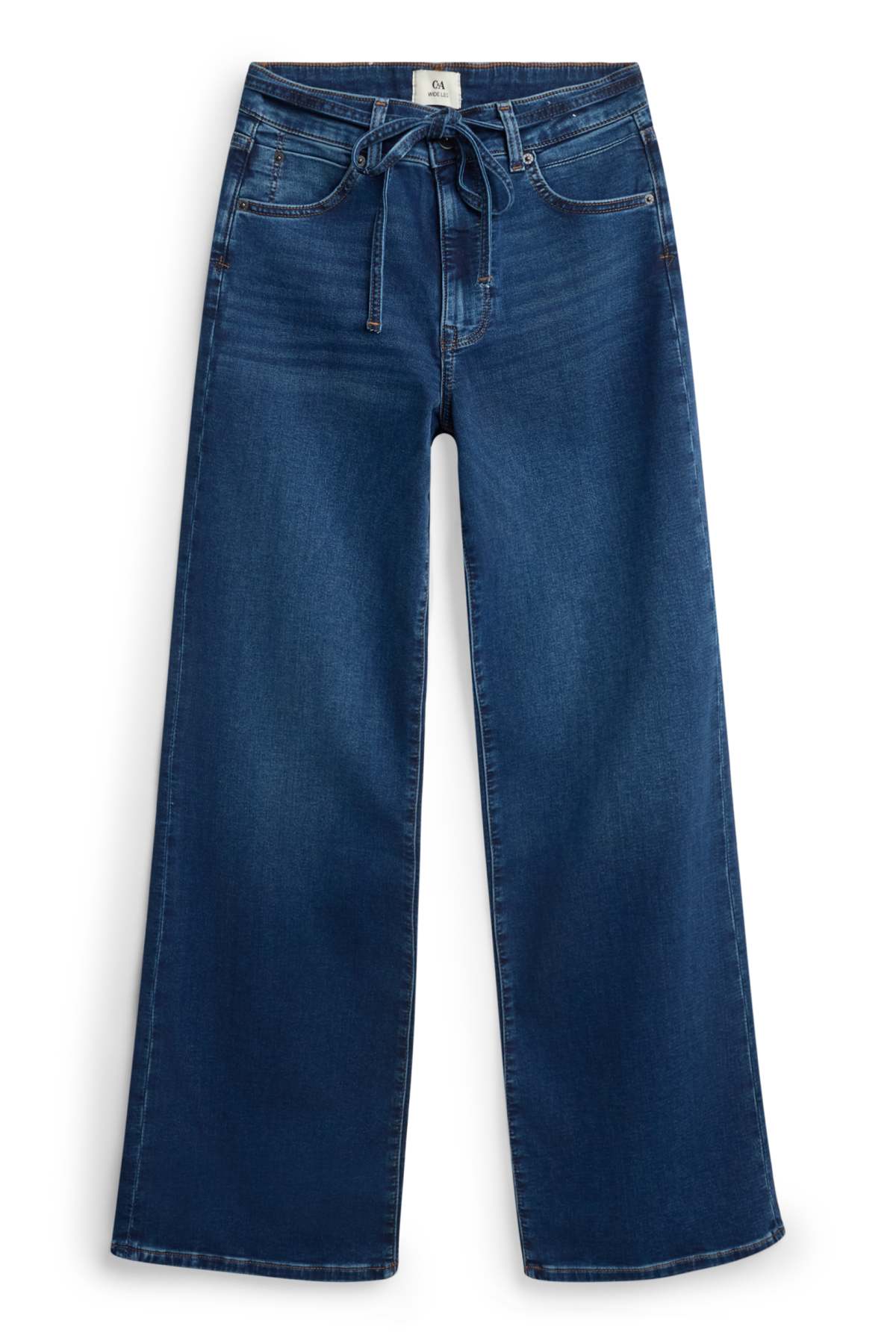Wide leg jeans - mid-rise waist - jog denim - LYCRA® - blue denim