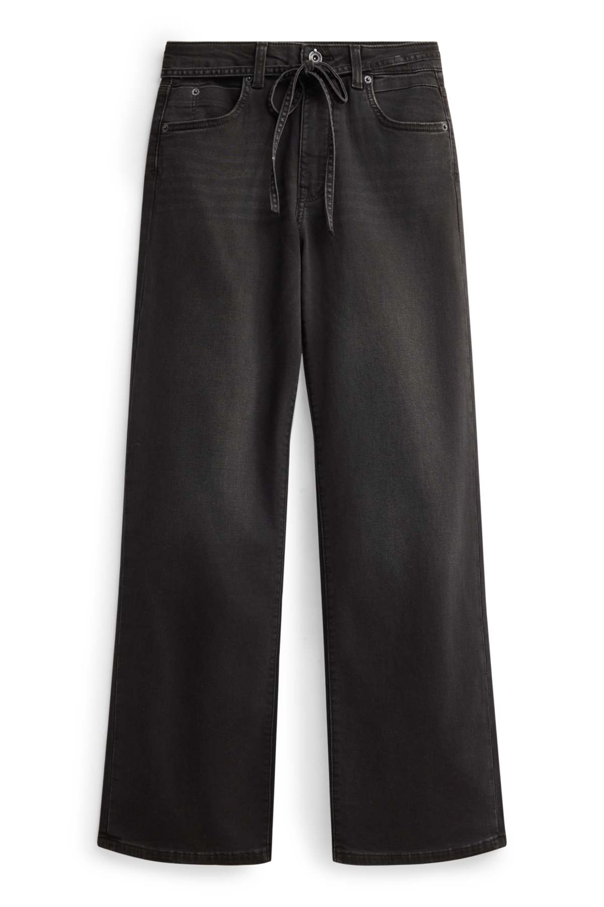 Wide leg jeans - mid-rise waist - jog denim - LYCRA® - denim-dark gray
