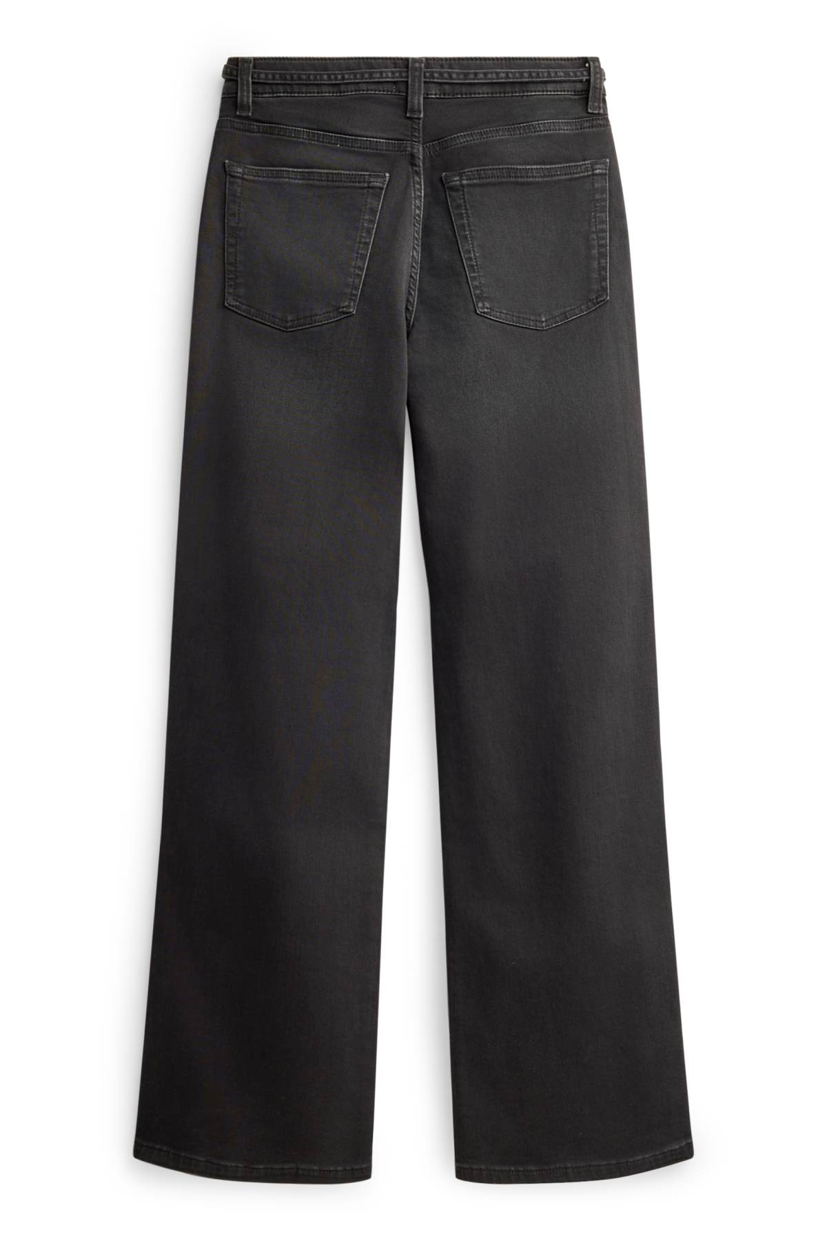Wide leg jeans - mid-rise waist - jog denim - LYCRA® - denim-dark gray