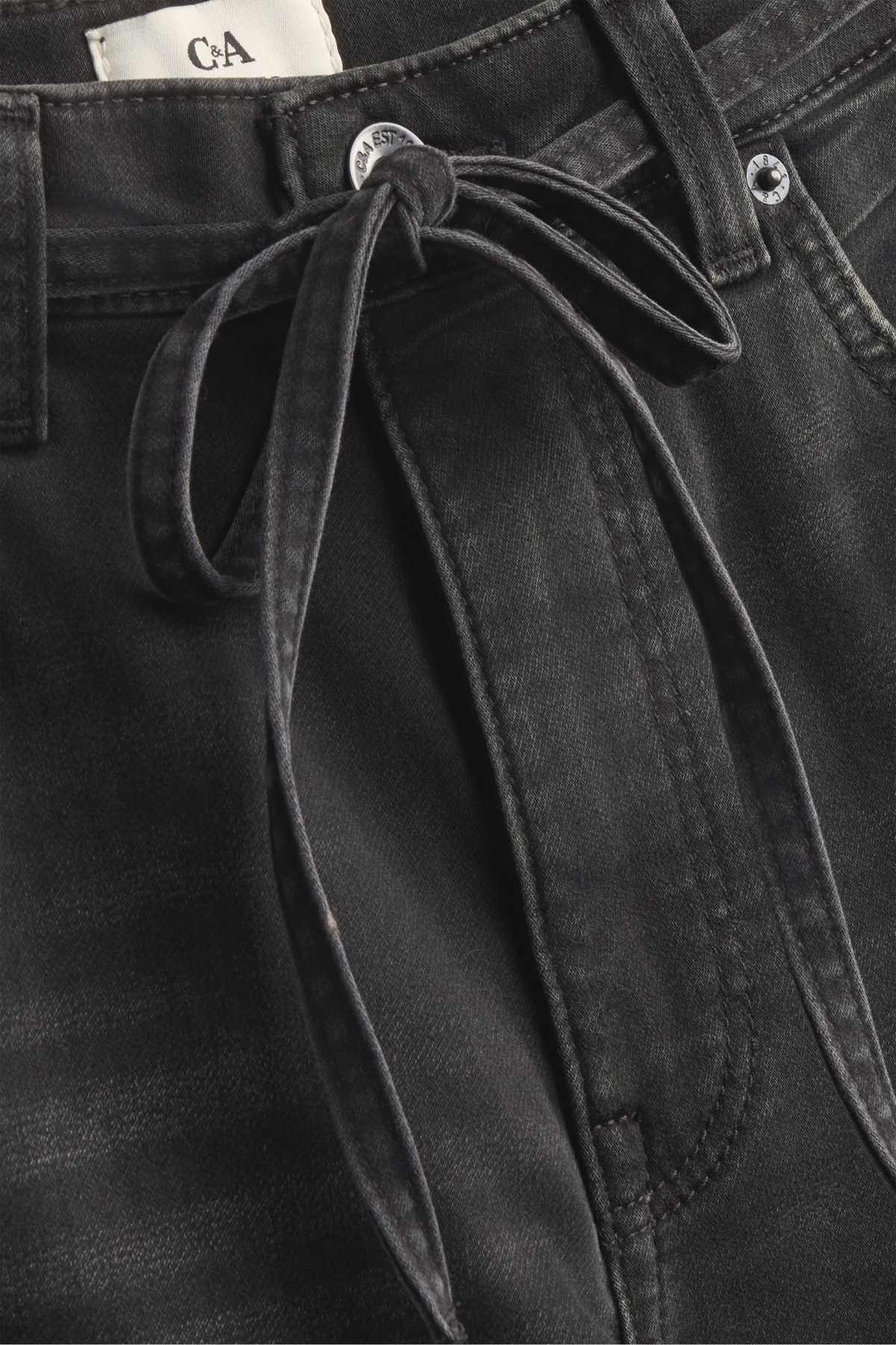 Wide leg jeans - mid-rise waist - jog denim - LYCRA® - denim-dark gray