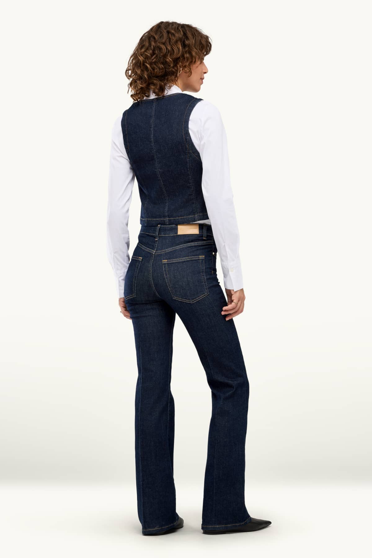 Flared jeans - mid-rise waist - LYCRA® - denim-dark blue