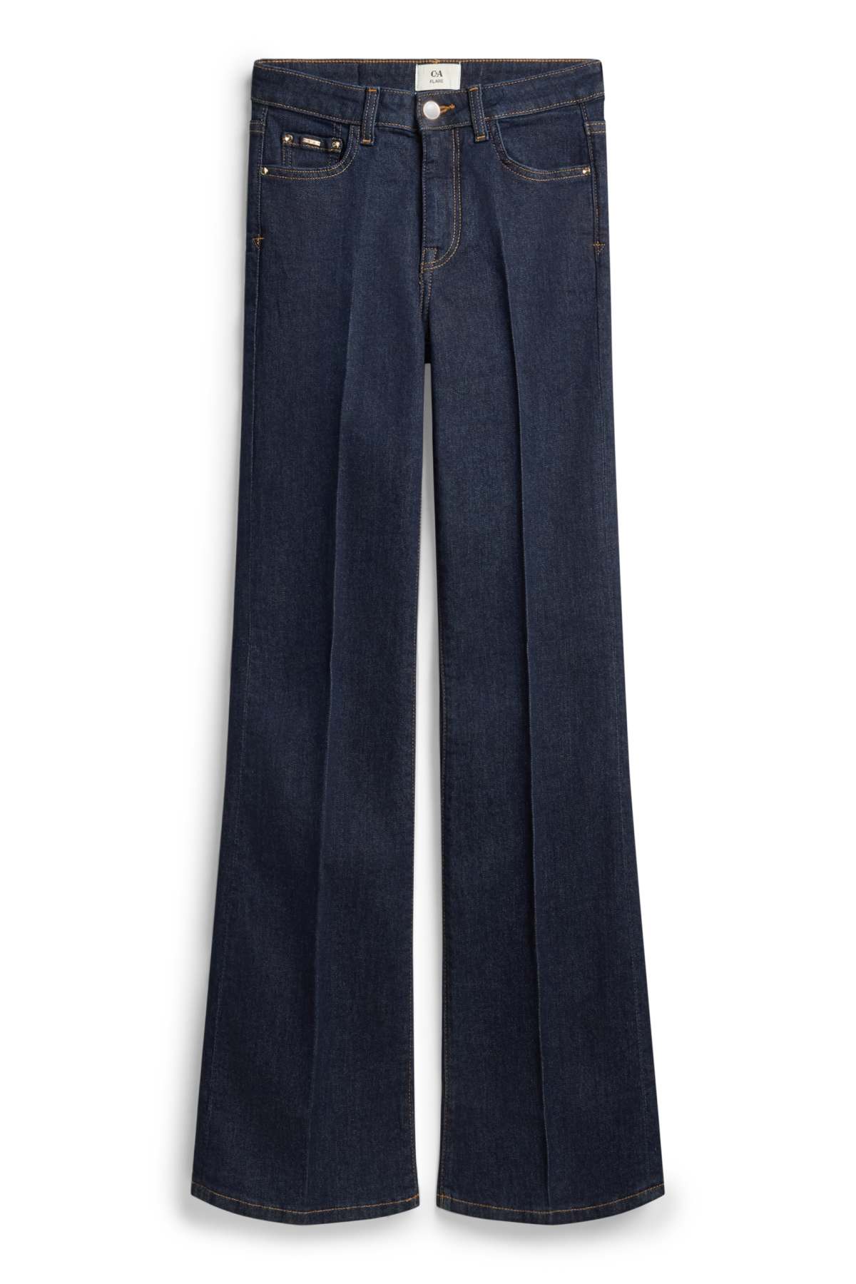 Flared jeans - mid-rise waist - LYCRA® - denim-dark blue