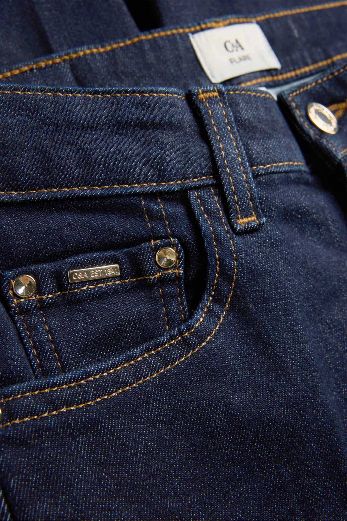 Flared jeans - mid-rise waist - LYCRA® - denim-dark blue