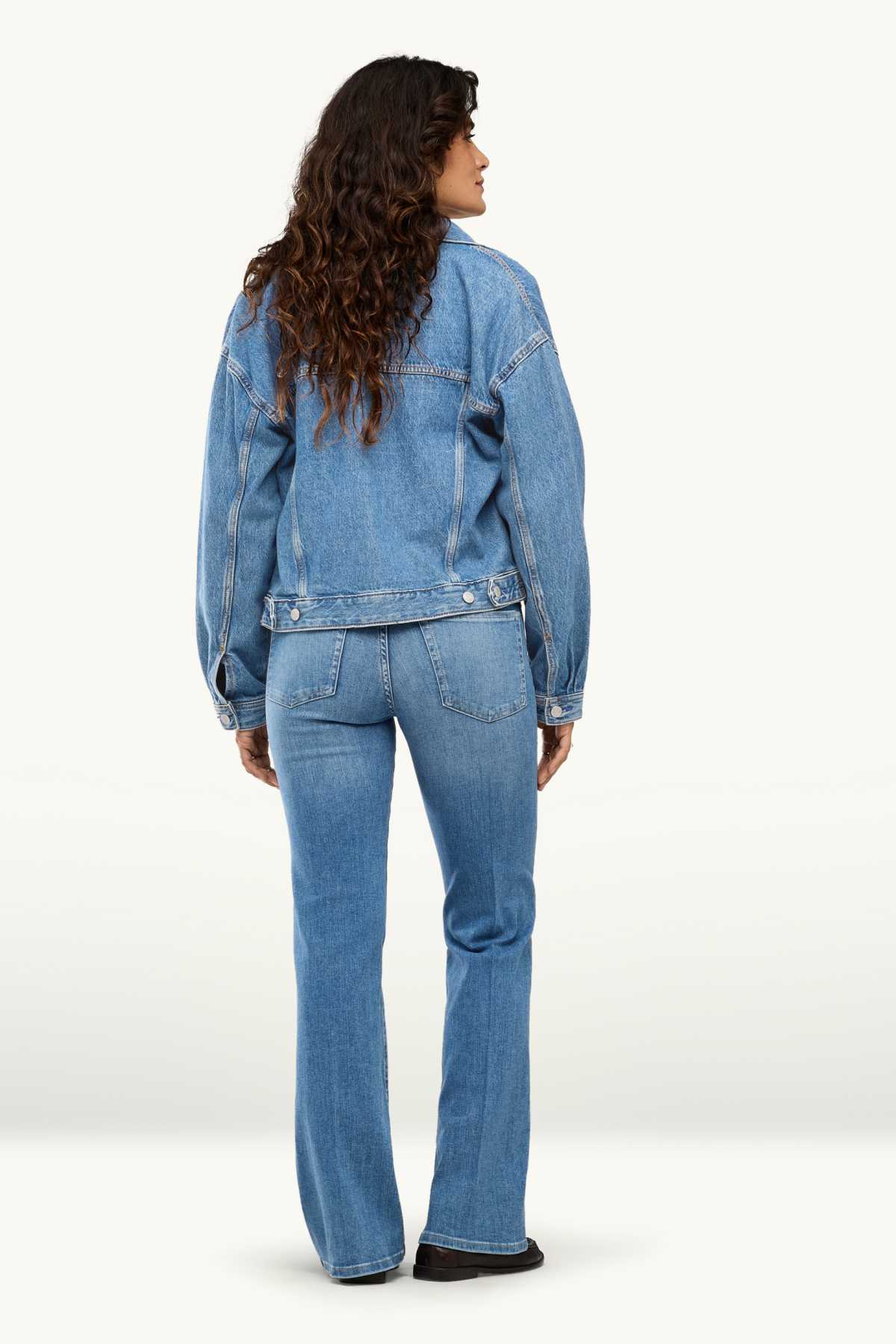 Flared jeans - mid-rise waist - LYCRA® - blue denim