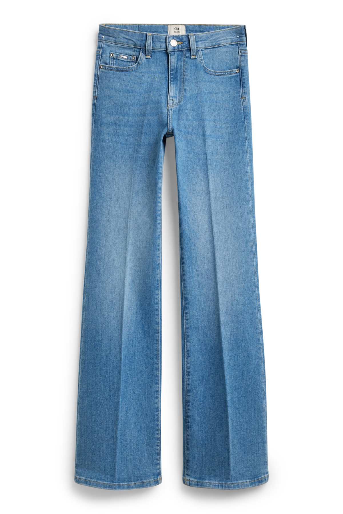 Flared jeans - mid-rise waist - LYCRA® - blue denim
