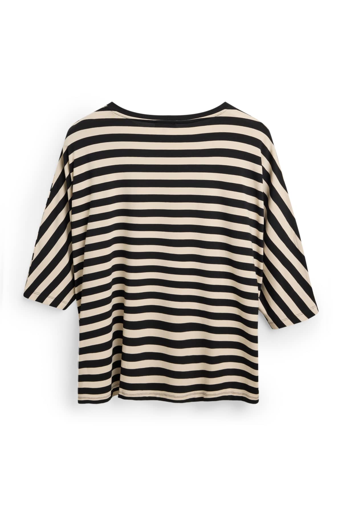 T-shirt - regular fit - striped - black / beige