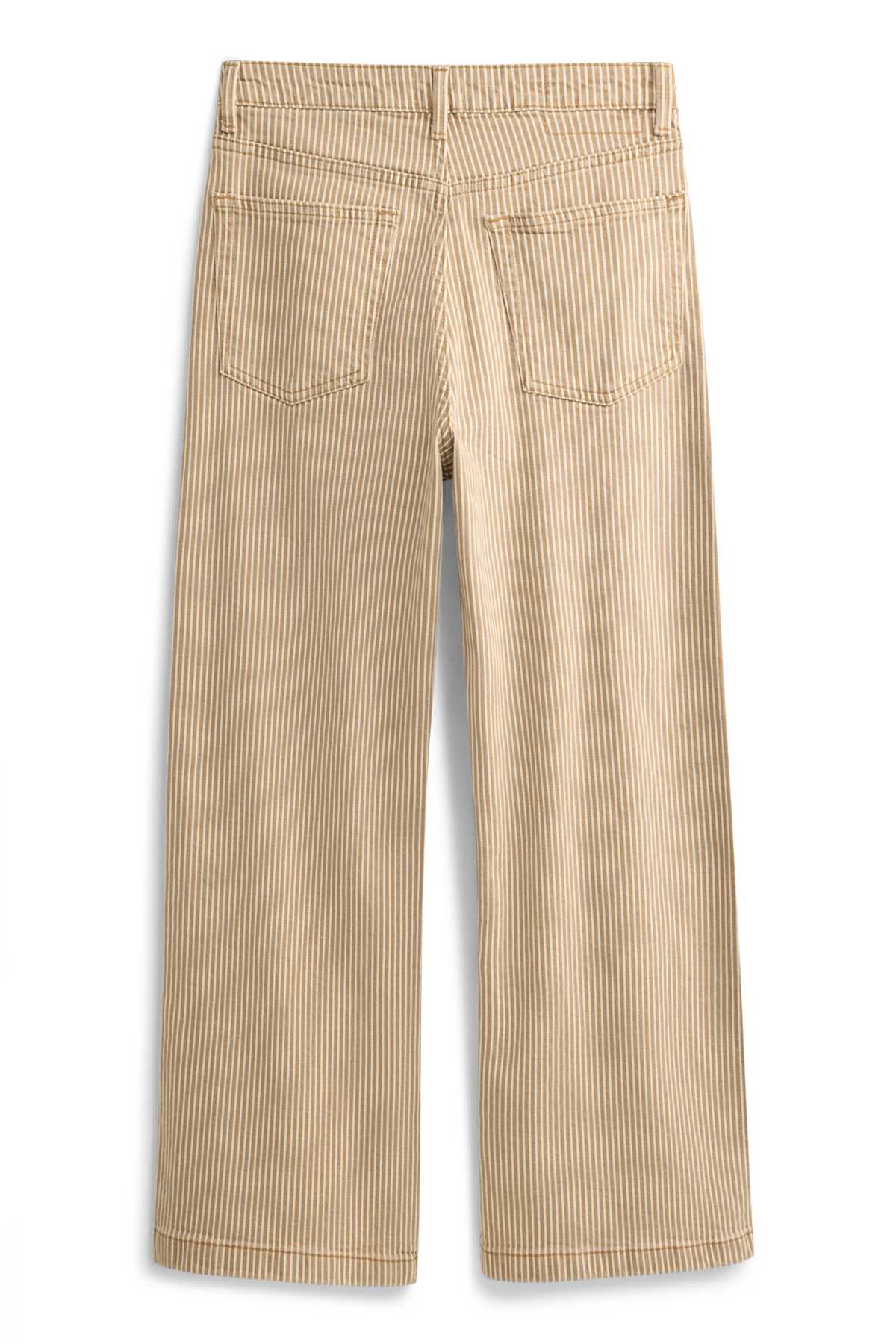 Cropped wide leg jeans - high waist - striped - light brown