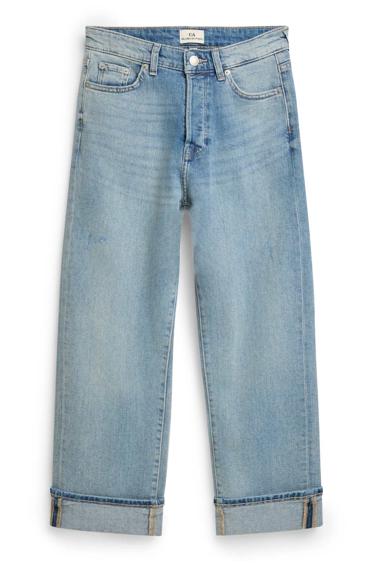 Boyfriend jeans - mid-rise waist - denim-light blue