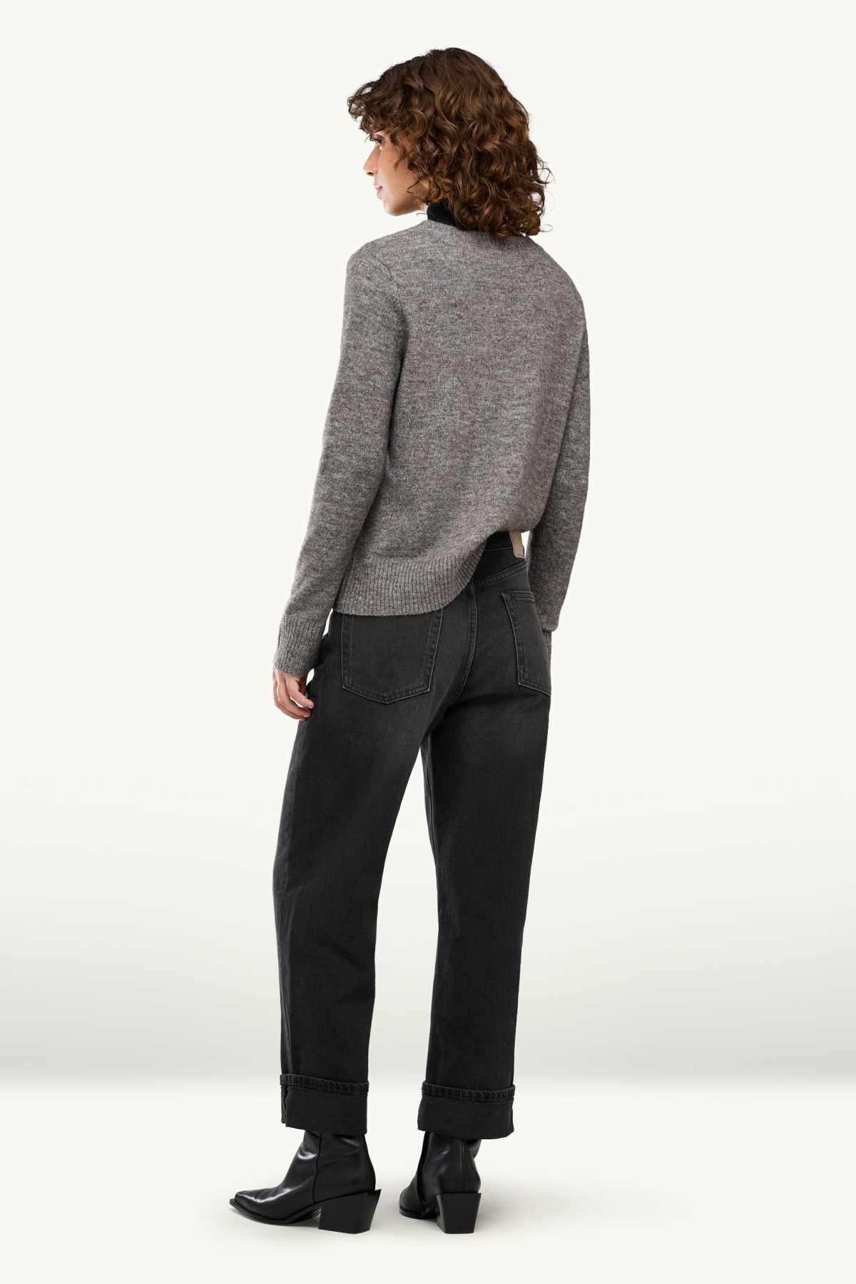 Boyfriend jeans - mid-rise waist - LYCRA® - denim-dark gray