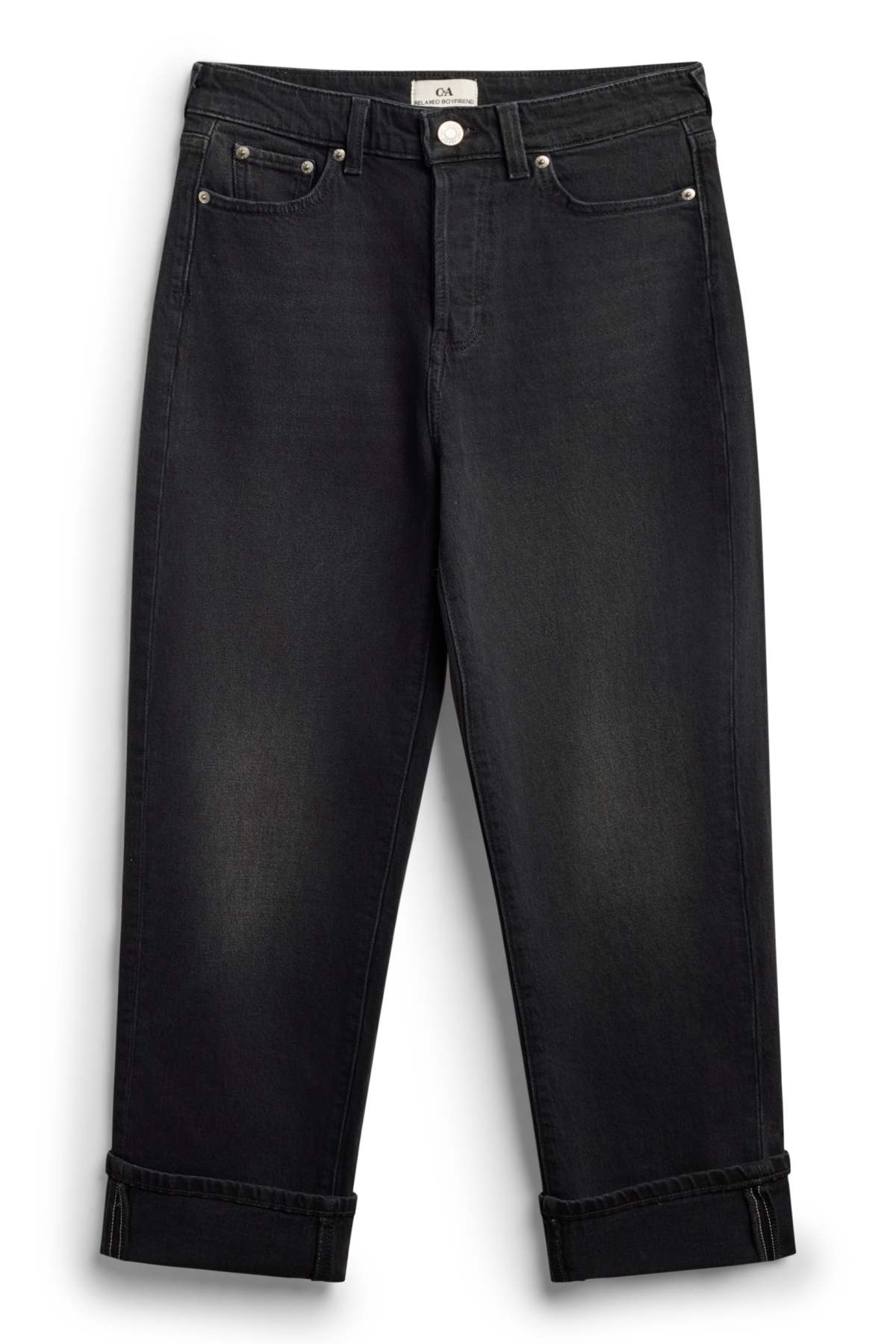 Boyfriend jeans - mid-rise waist - LYCRA® - denim-dark gray