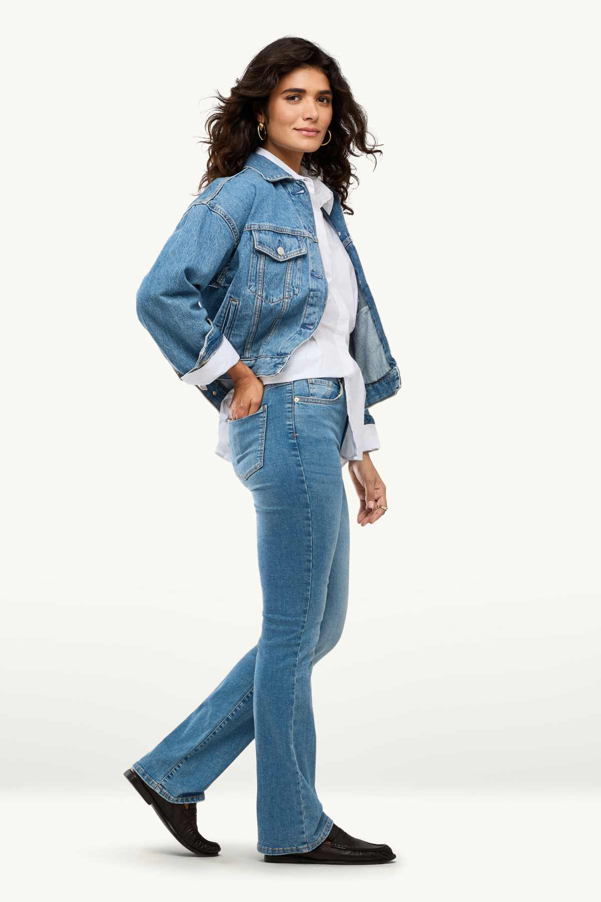 Bootcut jeans - high waist - blue denim