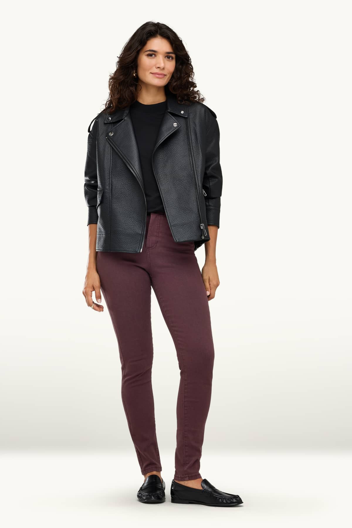 Jegging jeans - high waist - bordeaux