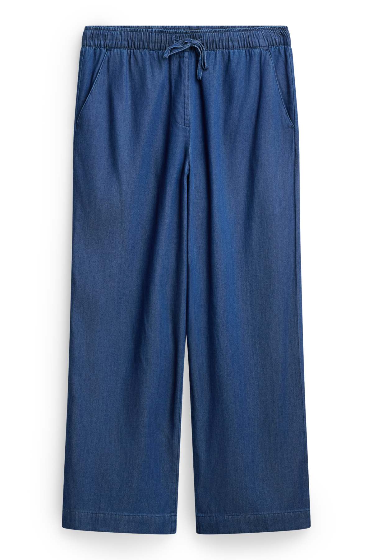 Cloth trousers - high waist - wide leg - denim look - blue denim