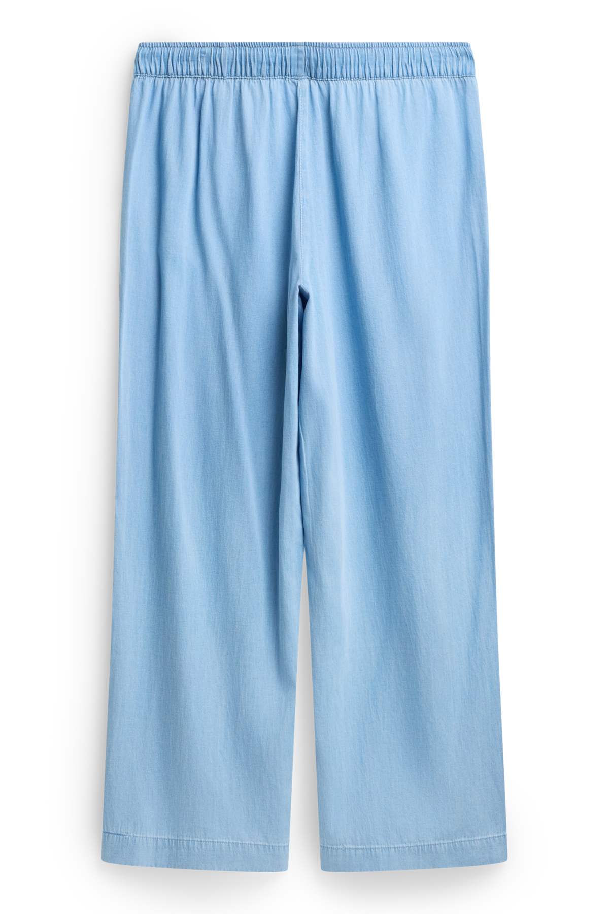 Cloth trousers - high waist - wide leg - denim look - light blue