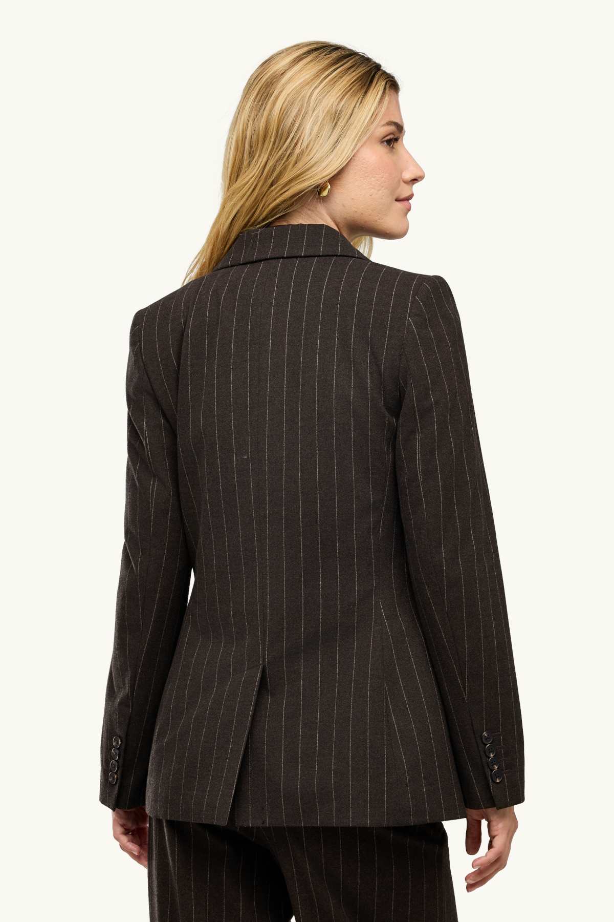Business blazer - regular fit - pinstripes - dark brown