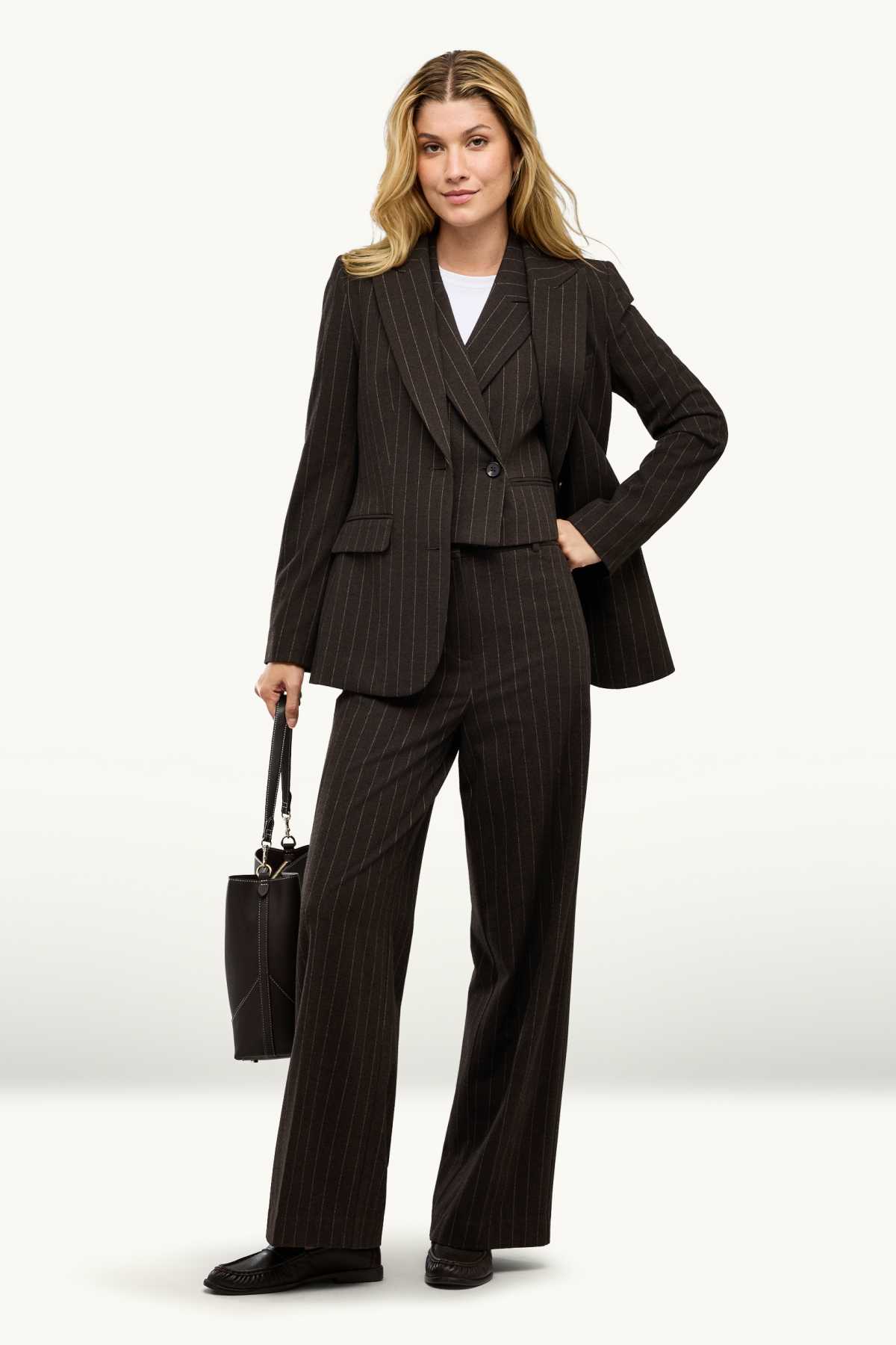 Business blazer - regular fit - pinstripes - dark brown