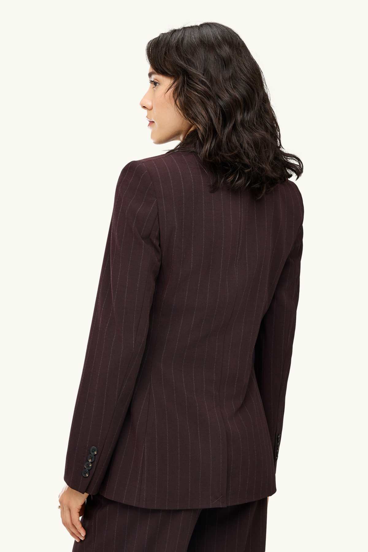 Long blazer - regular fit - striped - dark brown