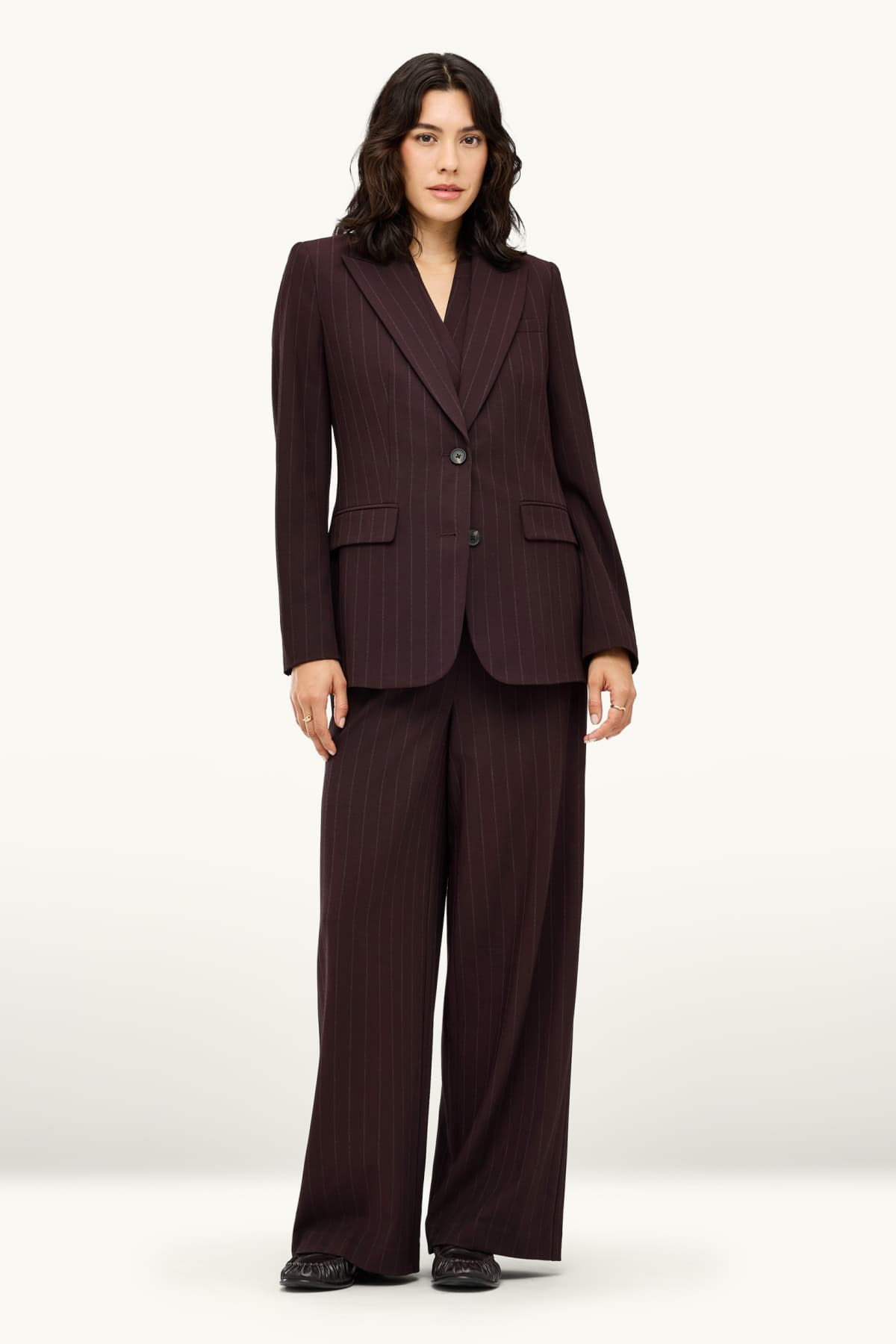 Long blazer - regular fit - striped - dark brown
