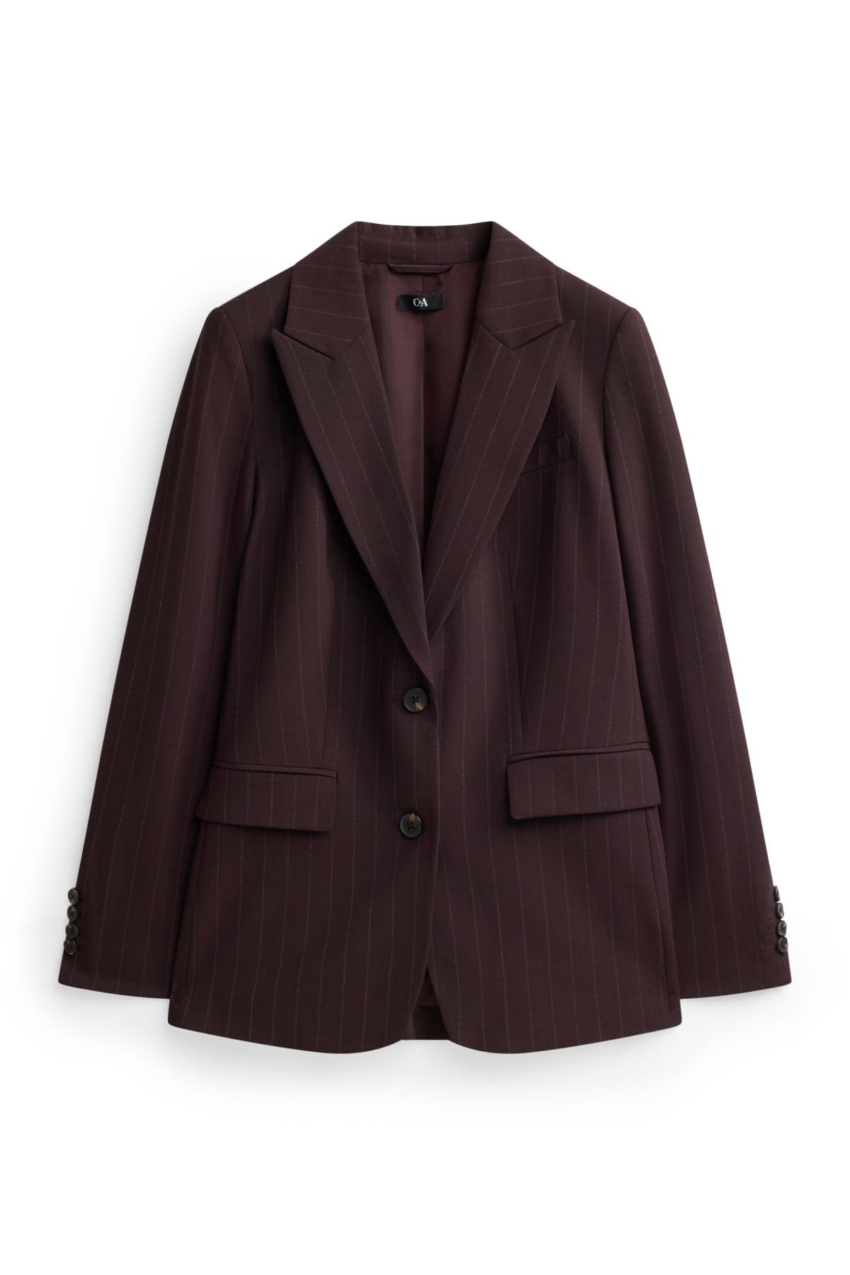 Long blazer - regular fit - striped - dark brown