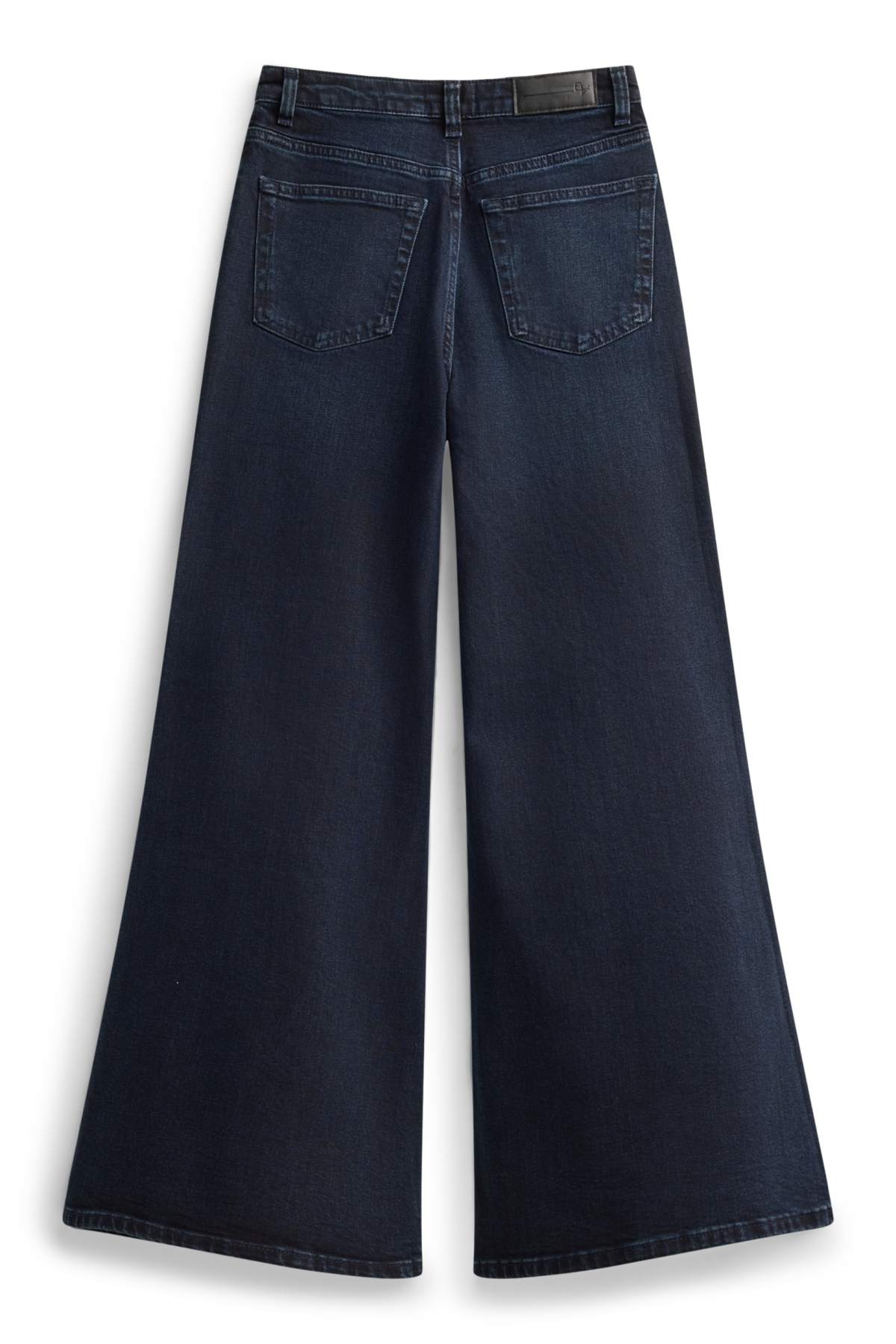 Wide leg flared jeans - high waist - denim-dark blue