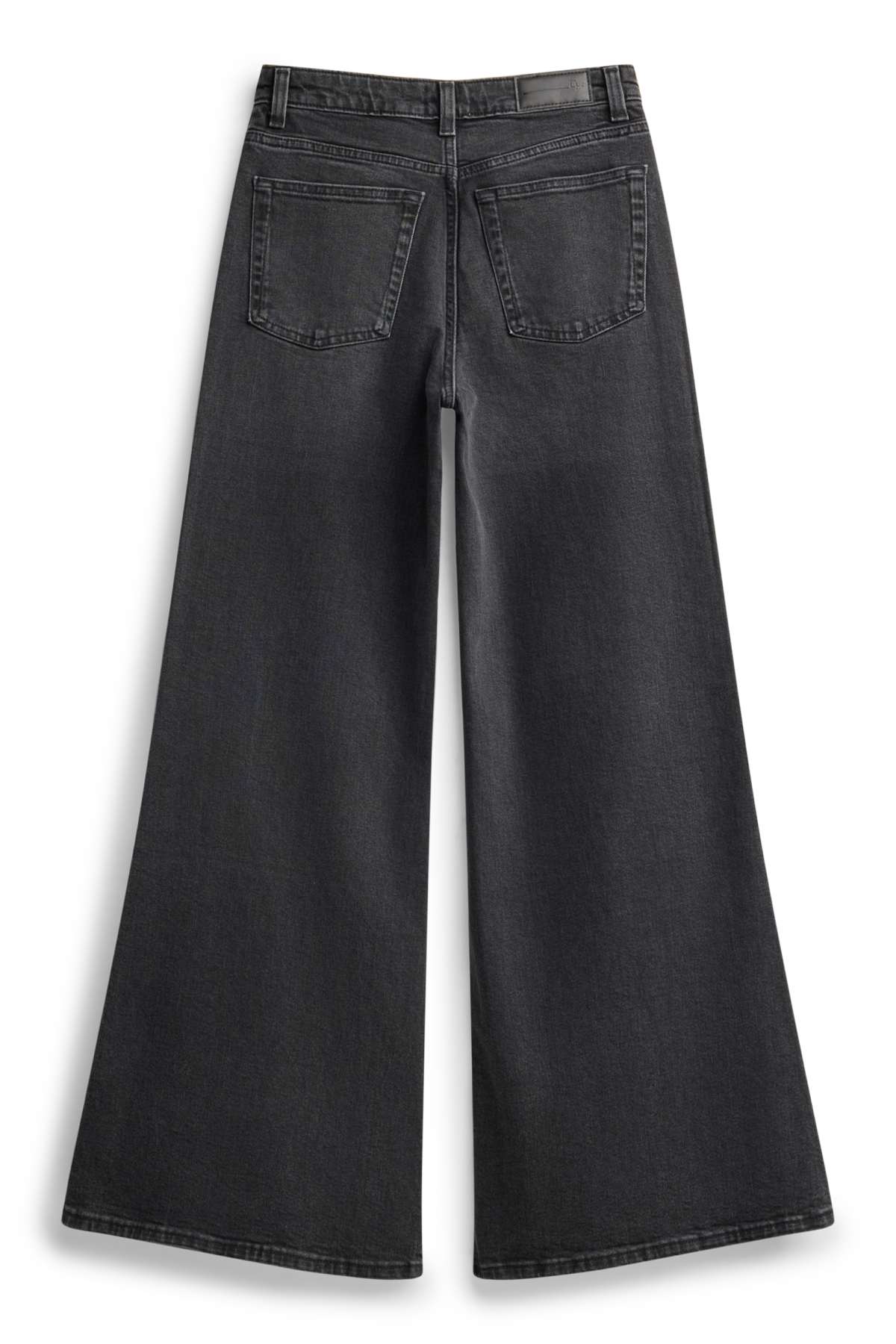 Wide leg flared jeans - high waist - denim-dark gray