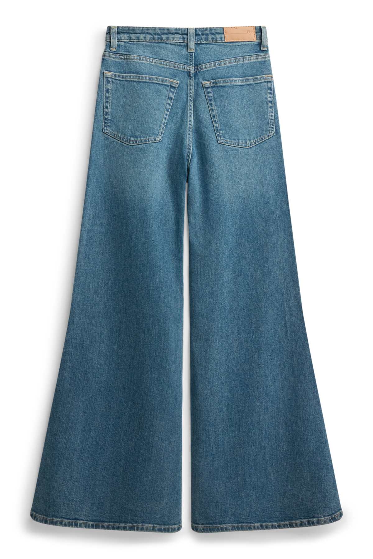 Wide leg flared jeans - high waist - blue denim