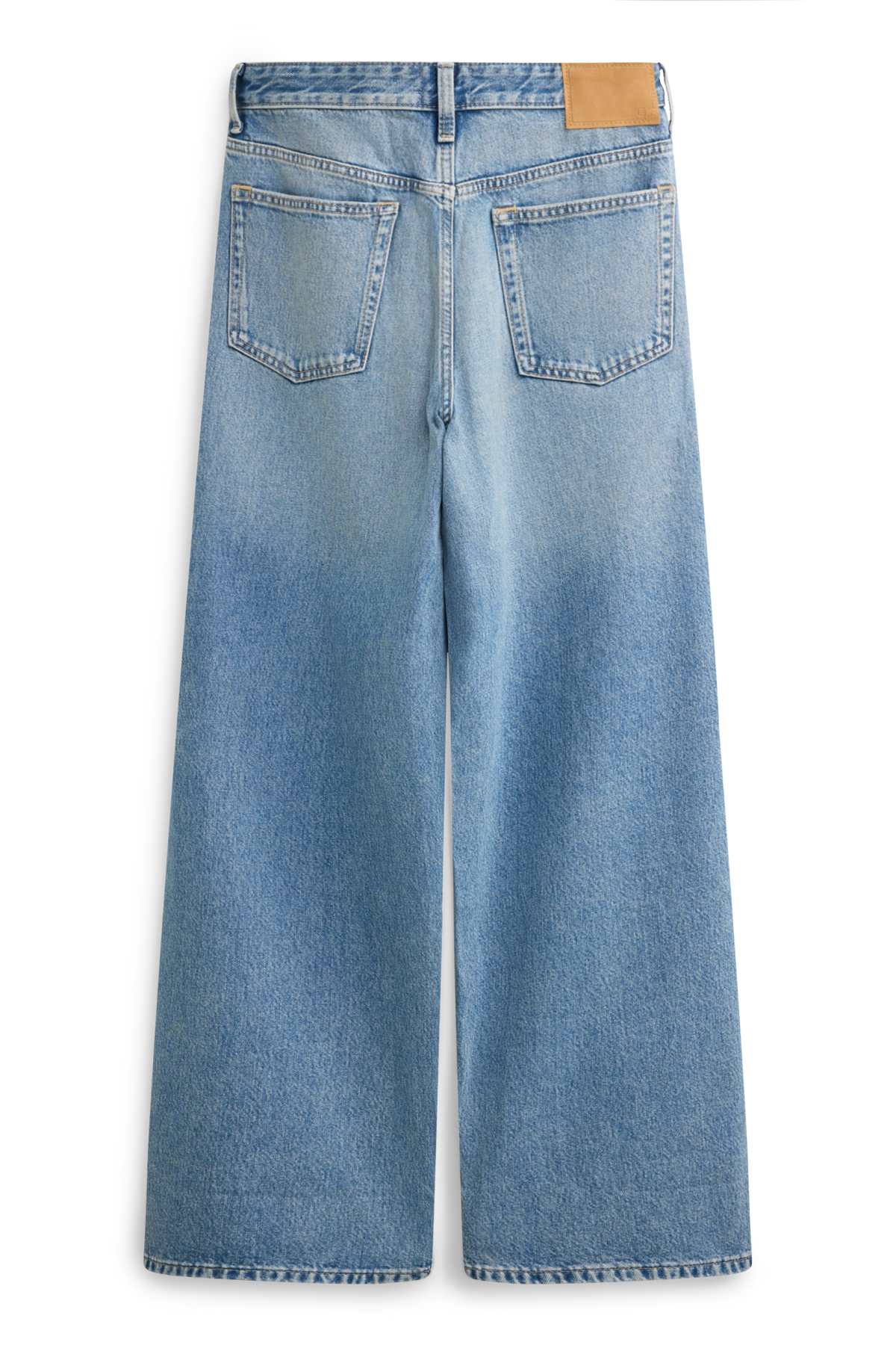 Straight jeans - mid-rise waist - denim-light blue