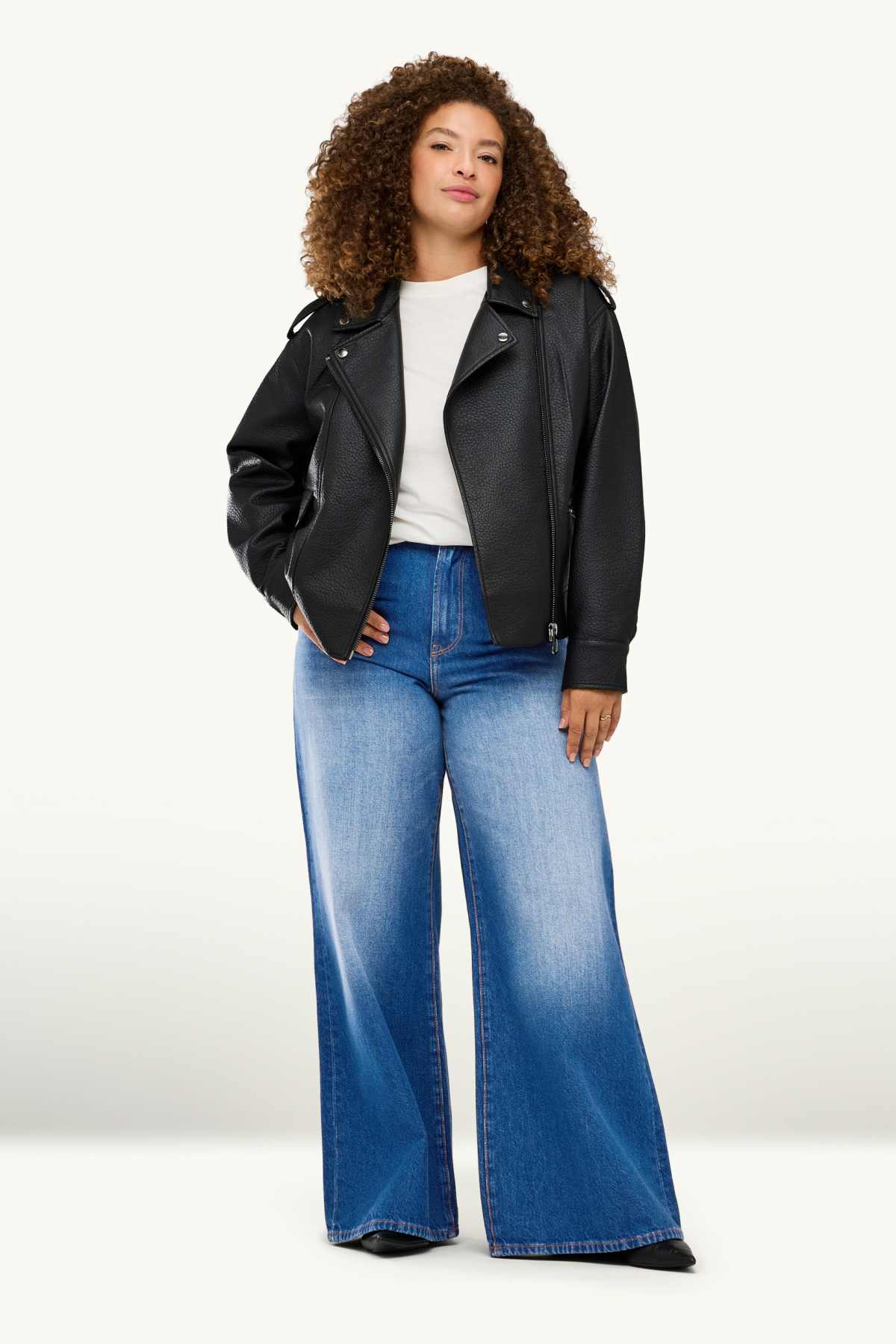 Wide leg jeans - high waist - blue denim