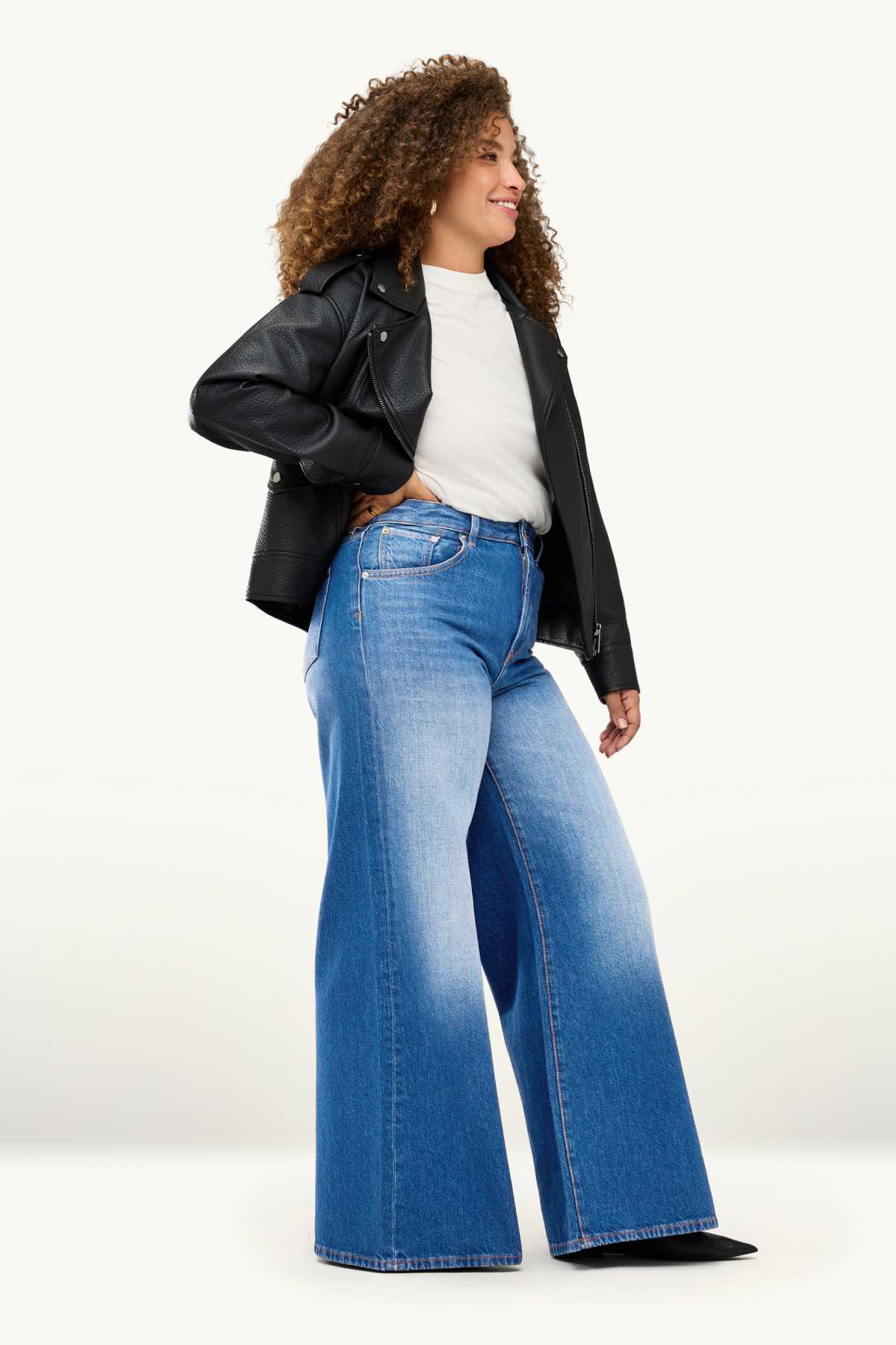 Wide leg jeans - high waist - blue denim