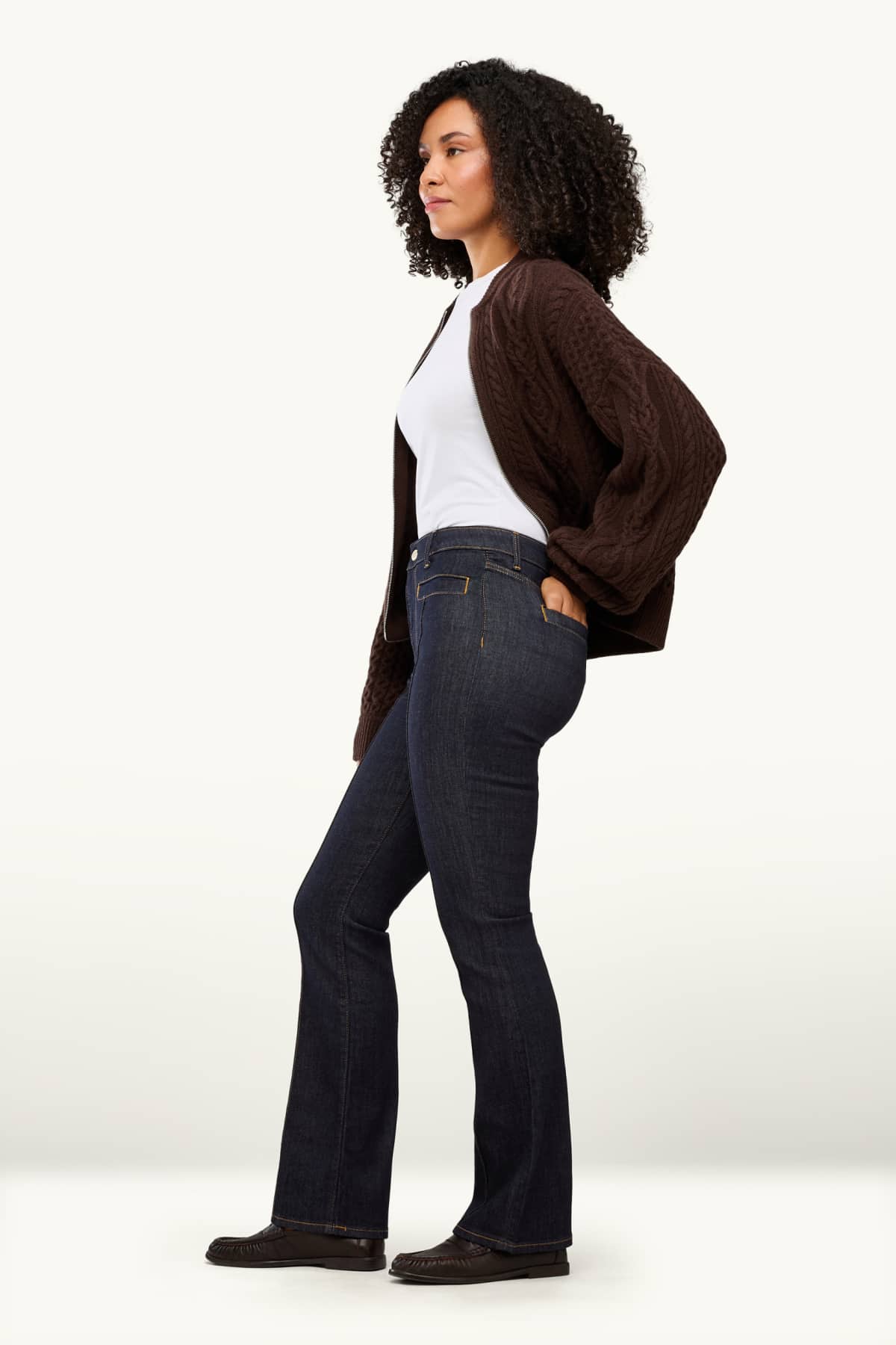 Bootcut jeans - mid-rise waist - denim-dark blue