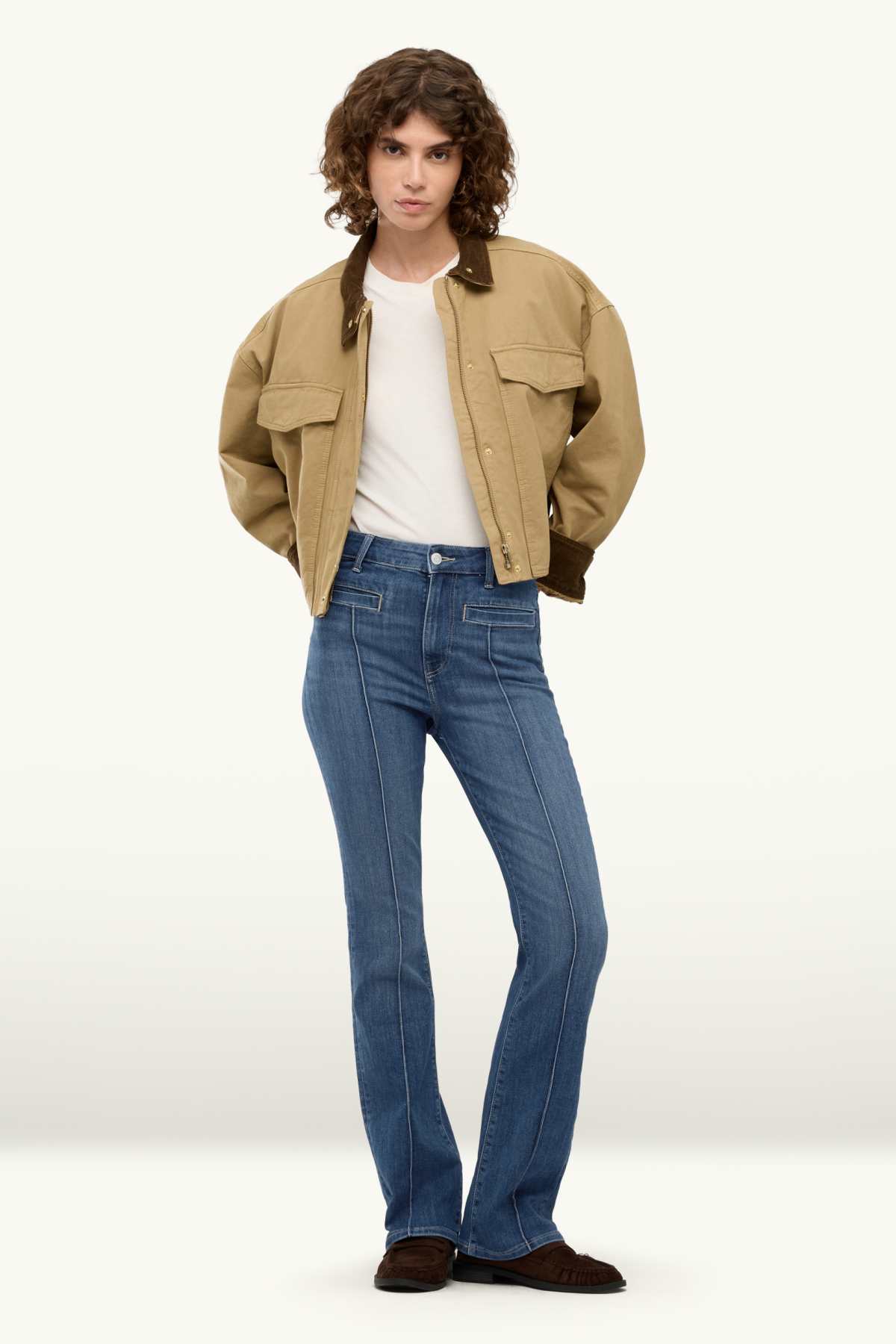 Bootcut jeans - mid-rise waist - blue denim