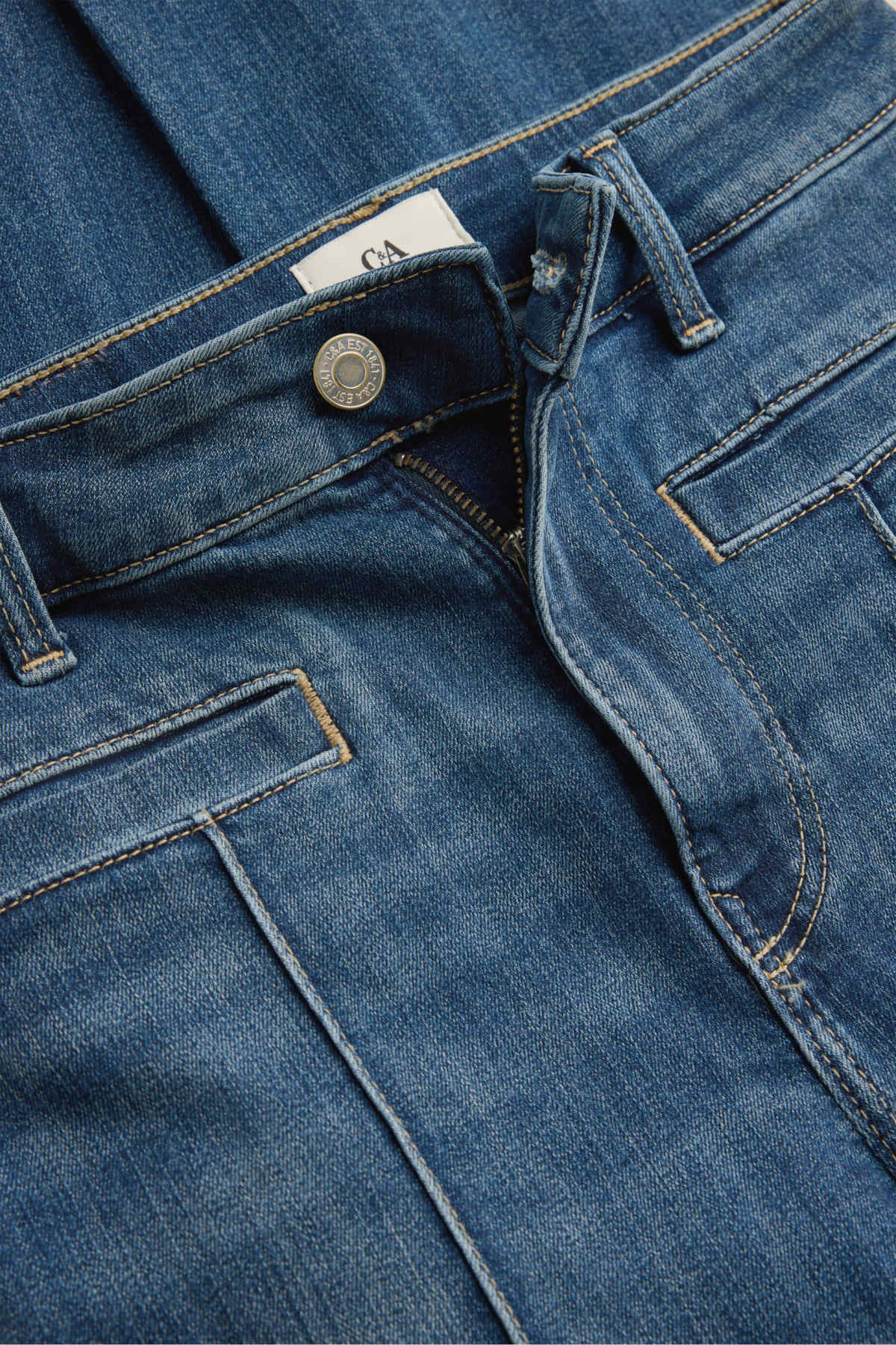 Bootcut jeans - mid-rise waist - blue denim