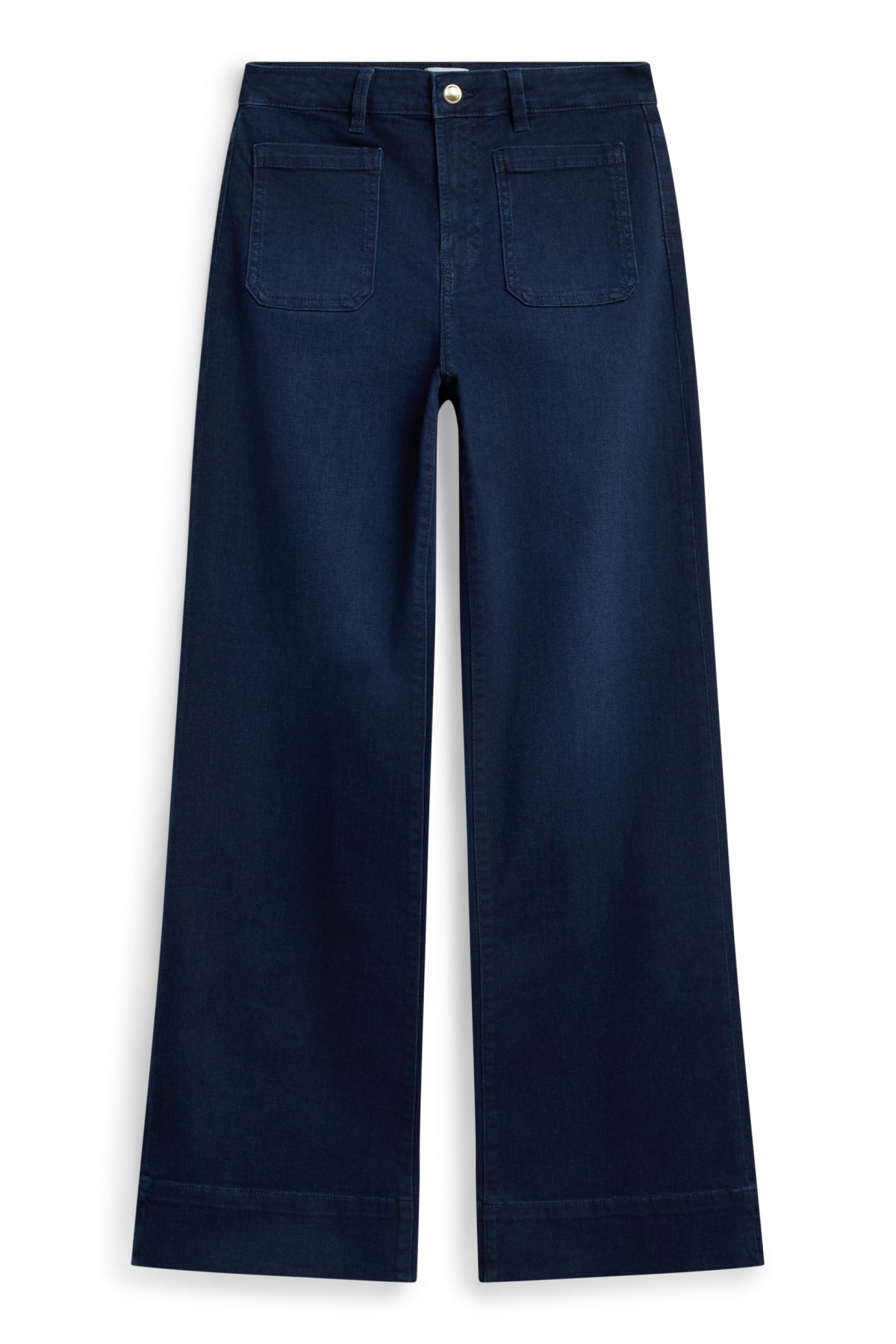 Wide leg jeans - mid-rise waist - denim-dark blue