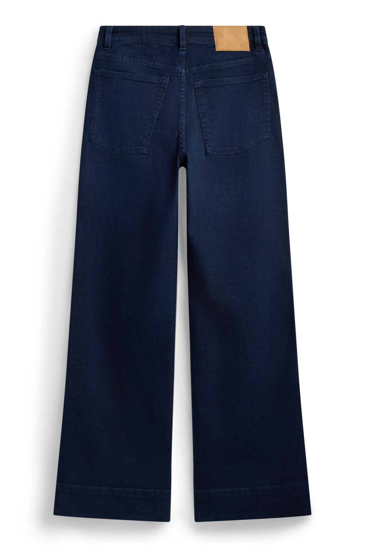 Wide leg jeans - mid-rise waist - denim-dark blue