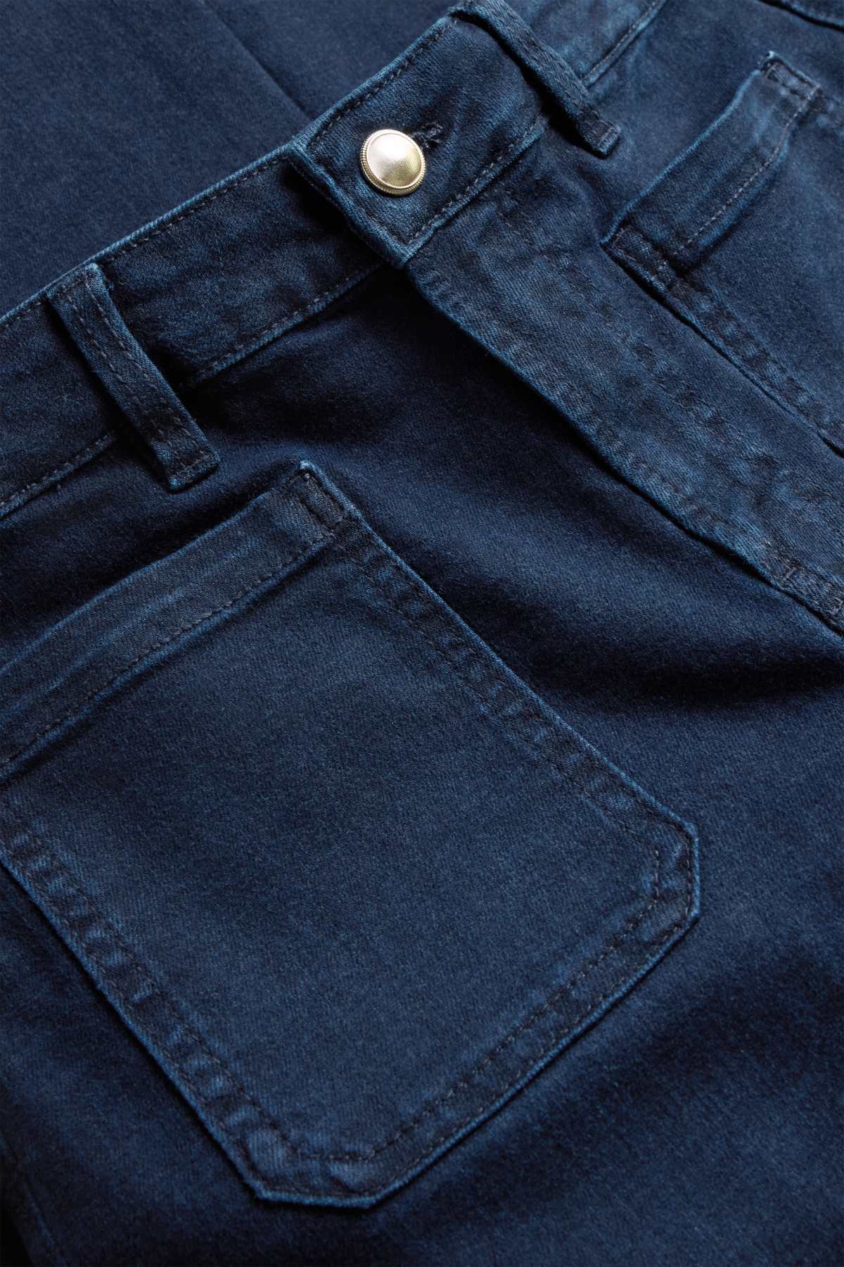 Wide leg jeans - mid-rise waist - denim-dark blue