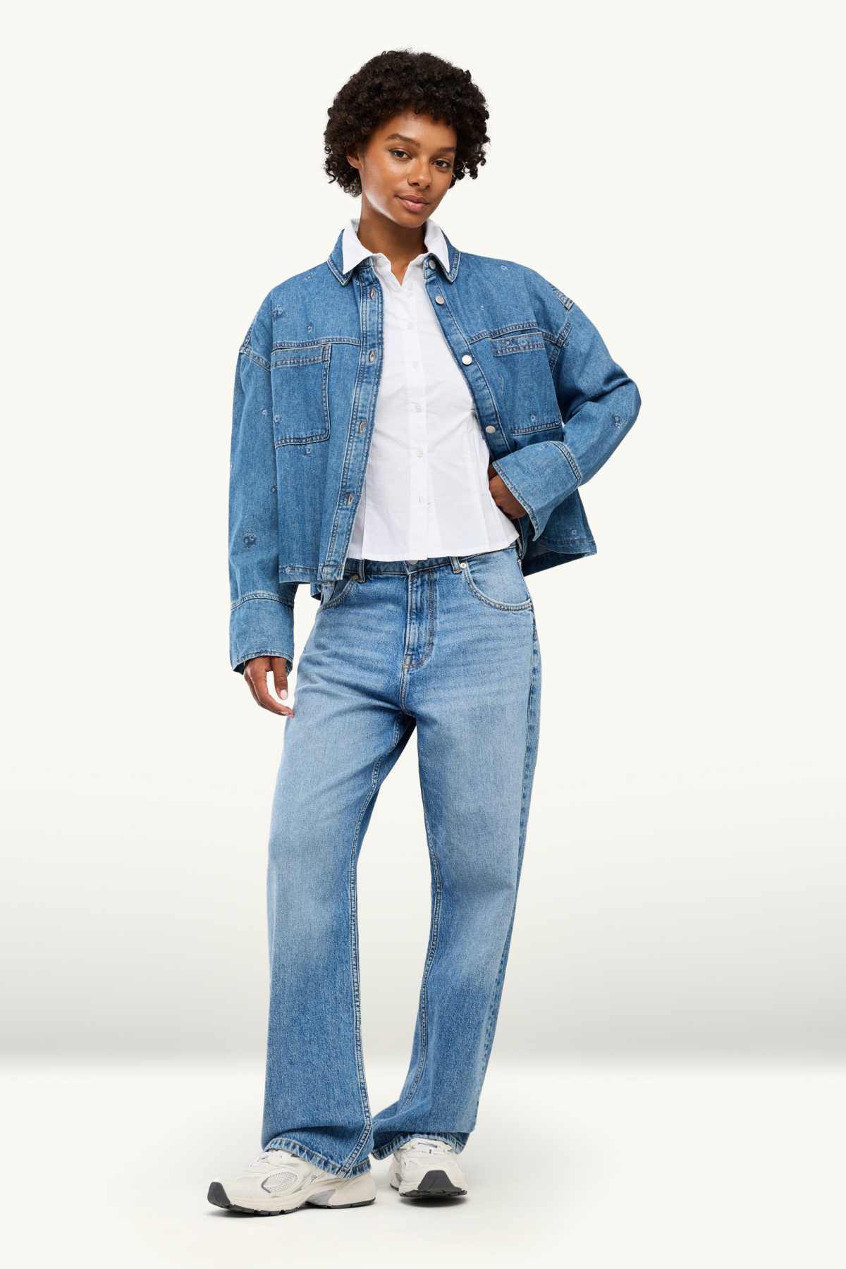 Baggy jeans - mid-rise waist - blue denim