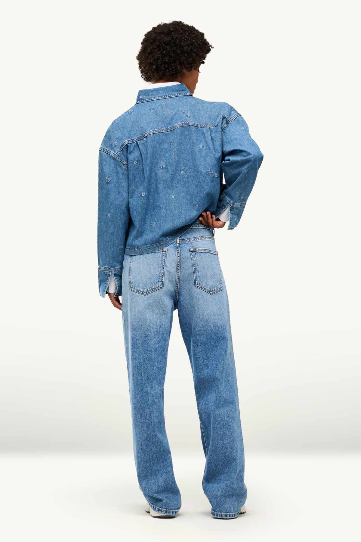 Baggy jeans - mid-rise waist - blue denim