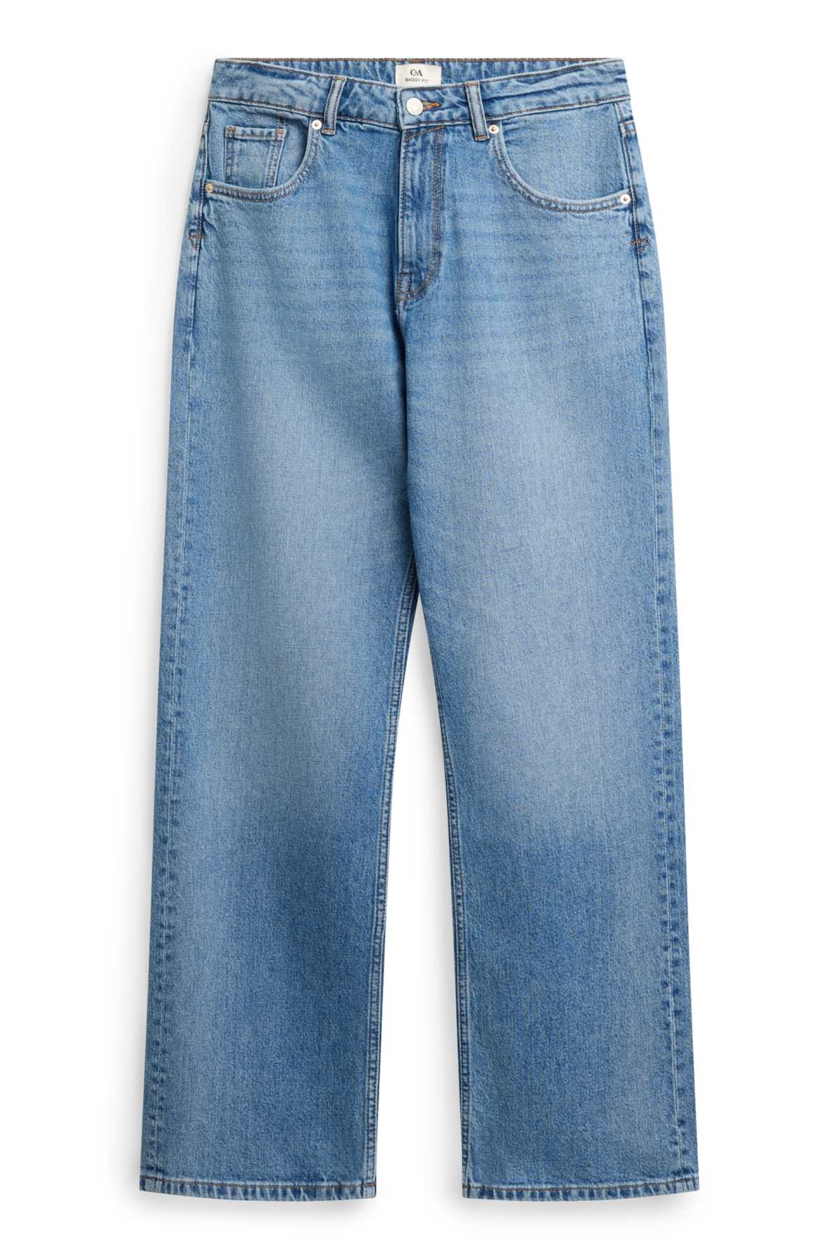 Baggy jeans - mid-rise waist - blue denim