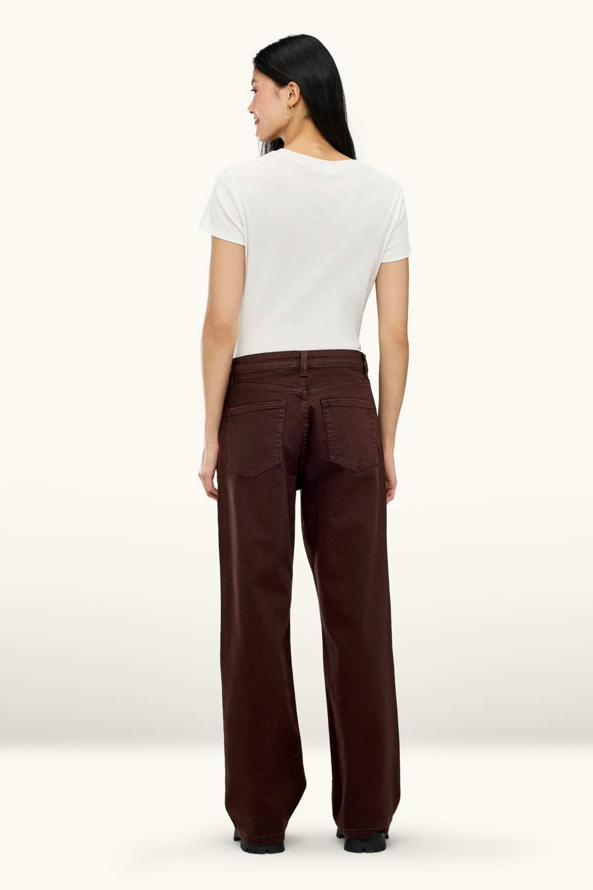 Baggy jeans - mid-rise waist - dark brown